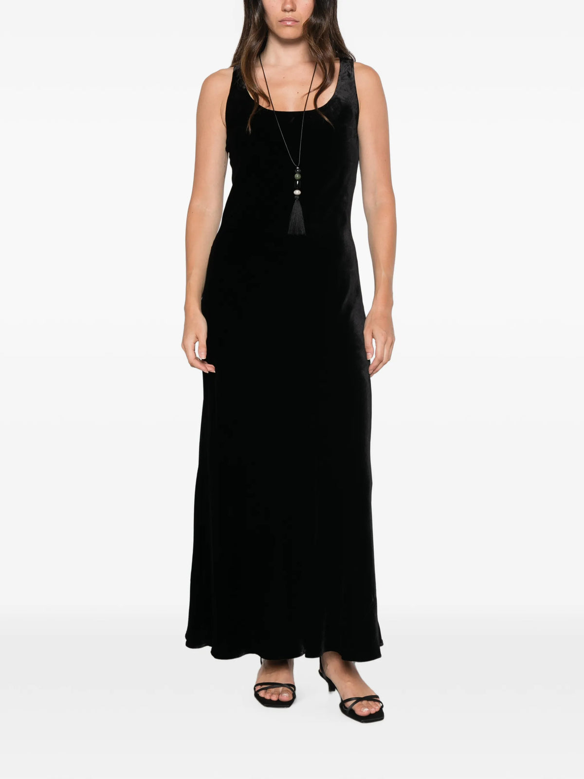 scoop-neck velvet dress