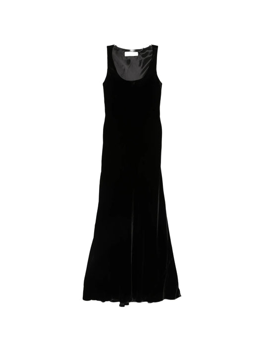 scoop-neck velvet dress