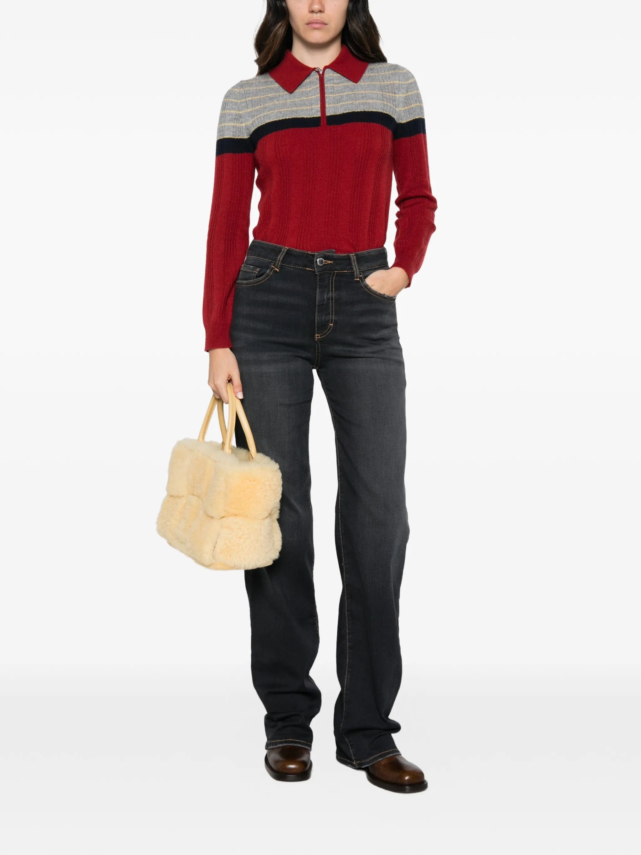 Track striped ribbed-knit sweater