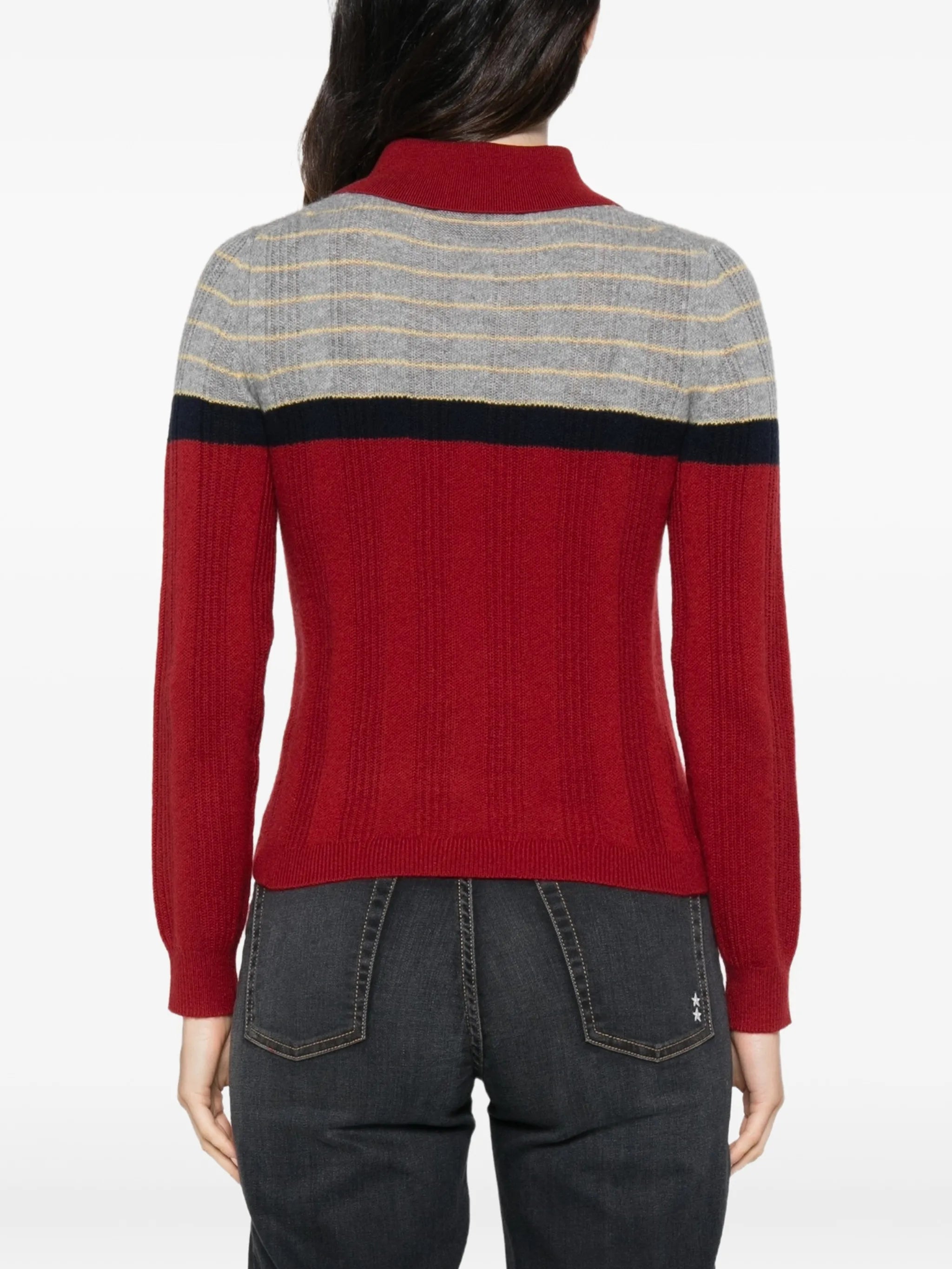 Track striped ribbed-knit sweater