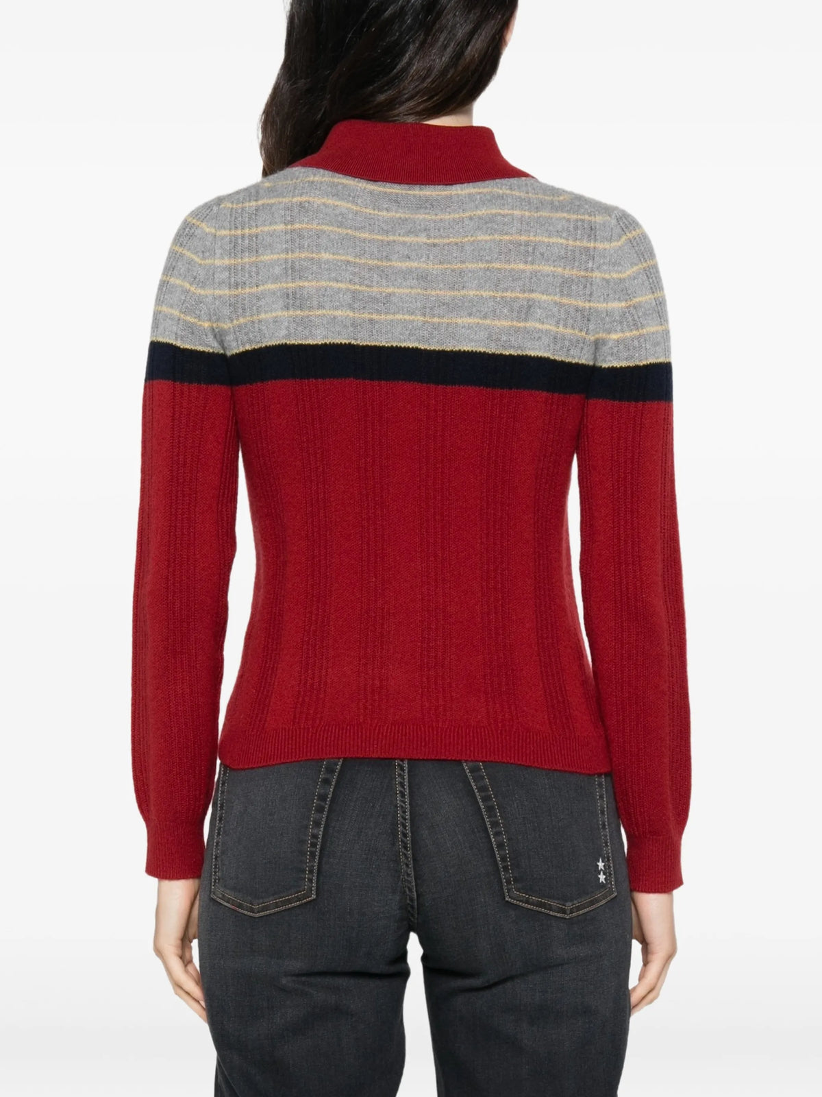 Track striped ribbed-knit sweater