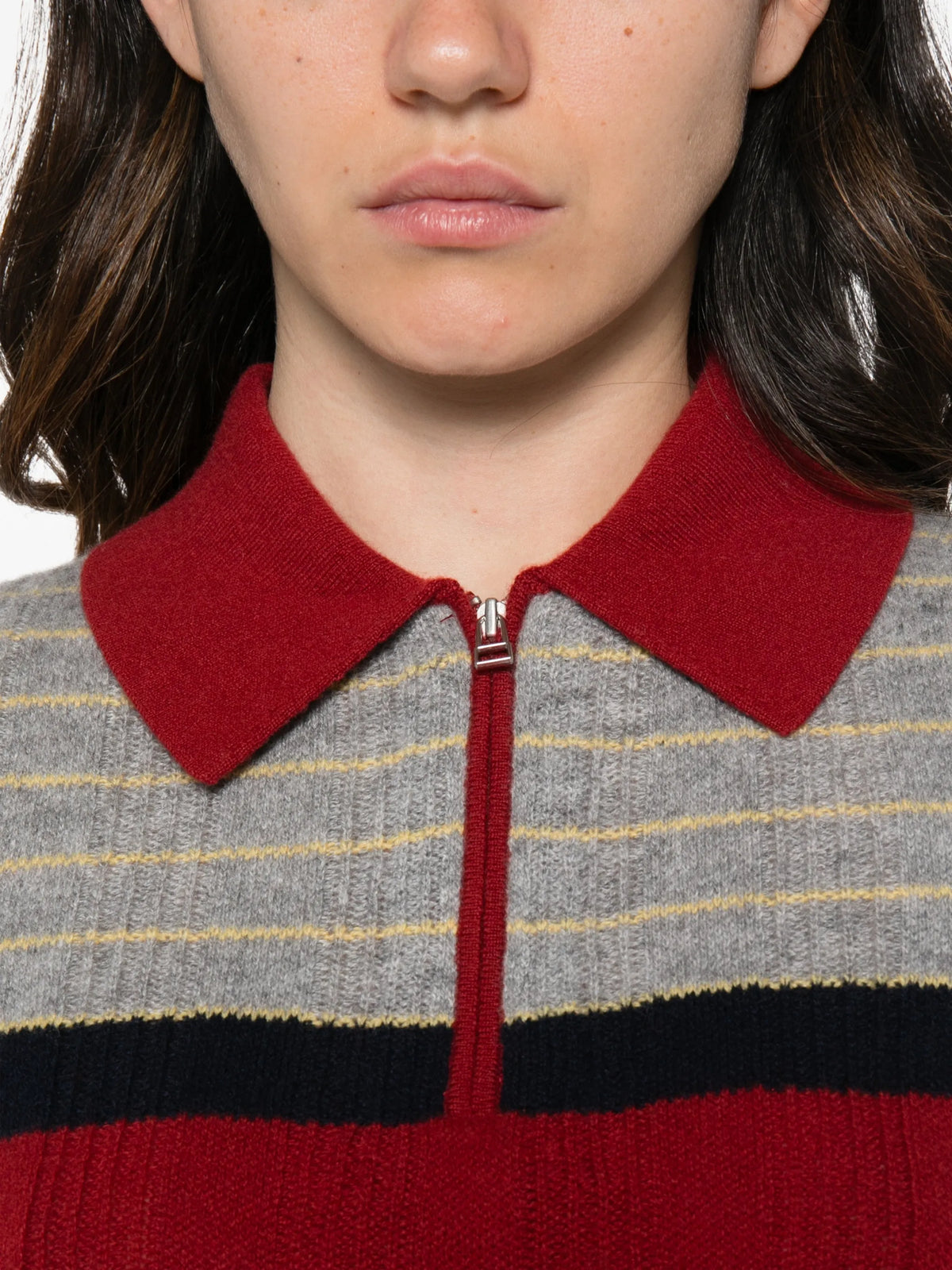 Track striped ribbed-knit sweater