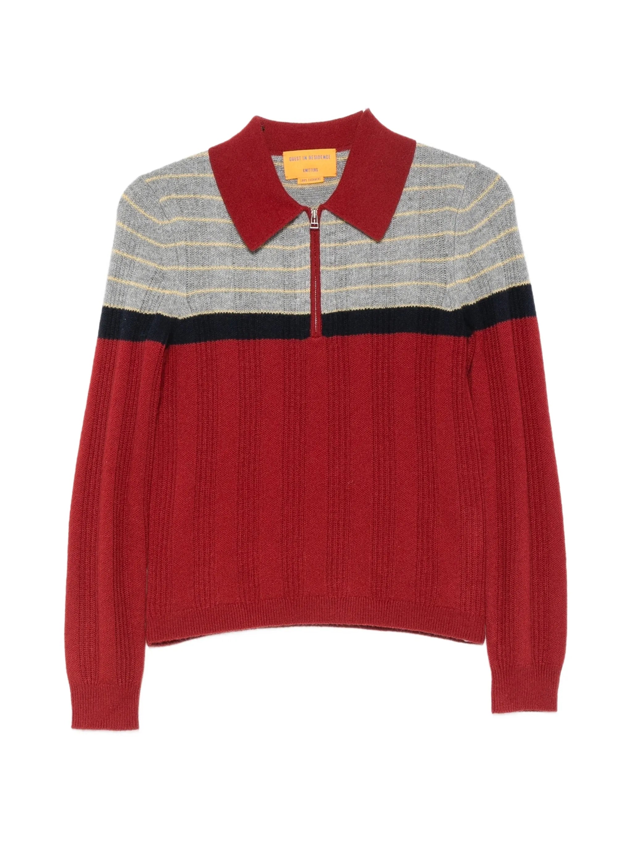Track striped ribbed-knit sweater