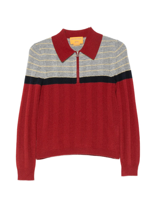 Track striped ribbed-knit sweater