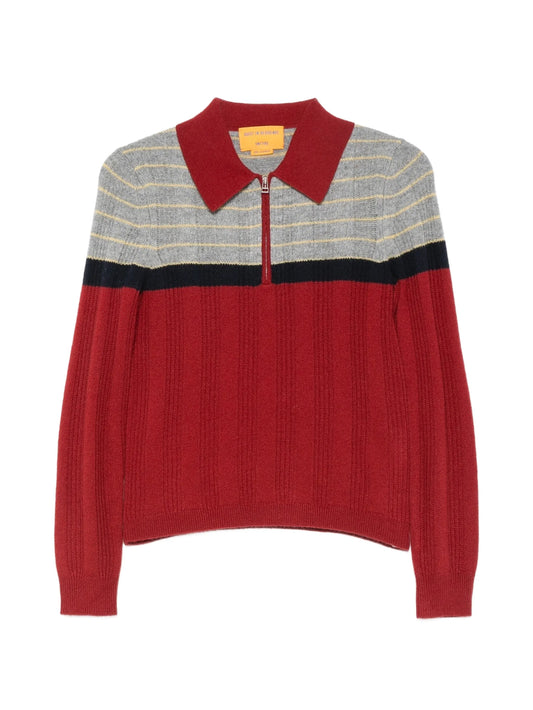 Track striped ribbed-knit sweater