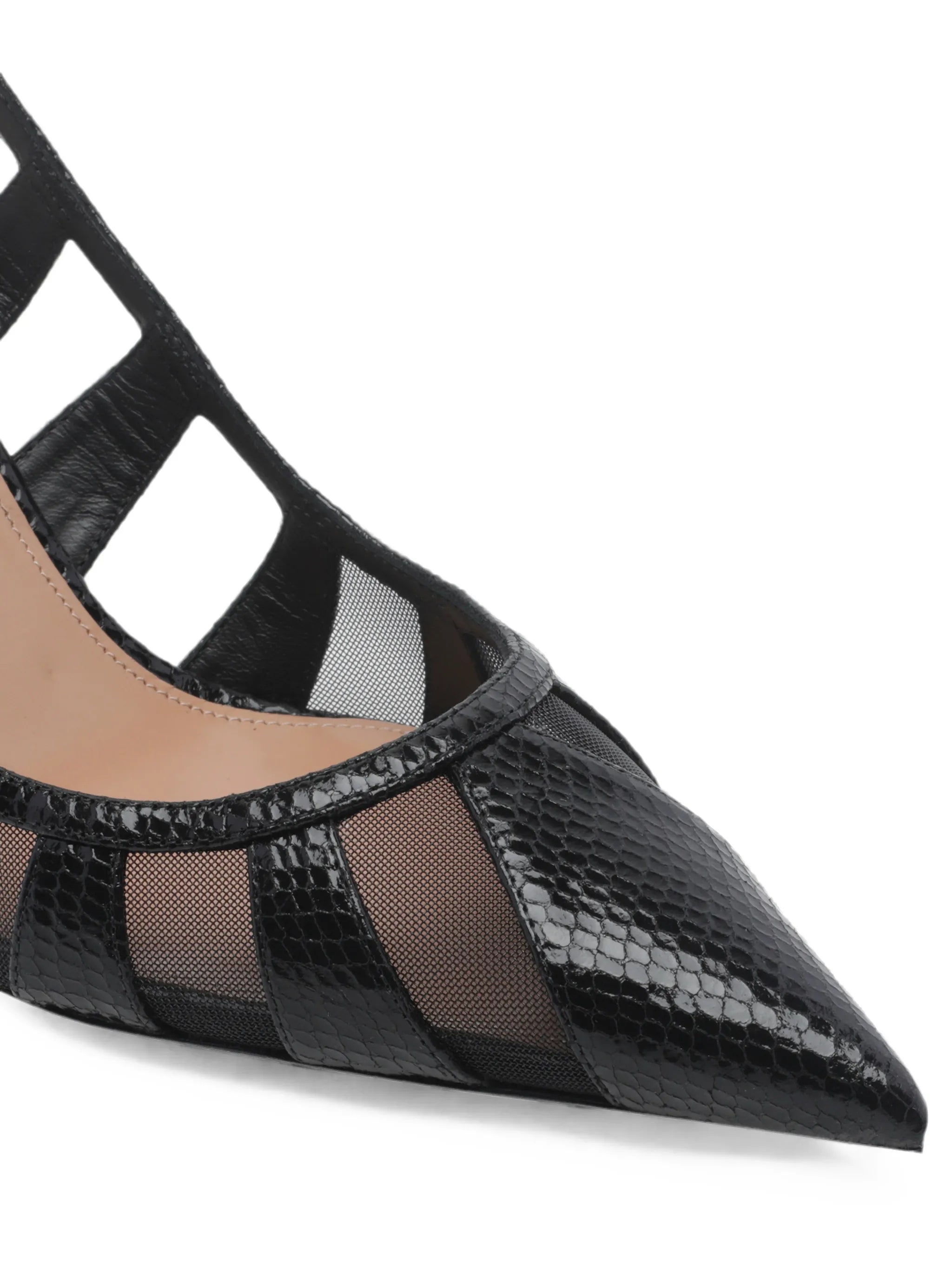 Screen mesh-panelled pumps