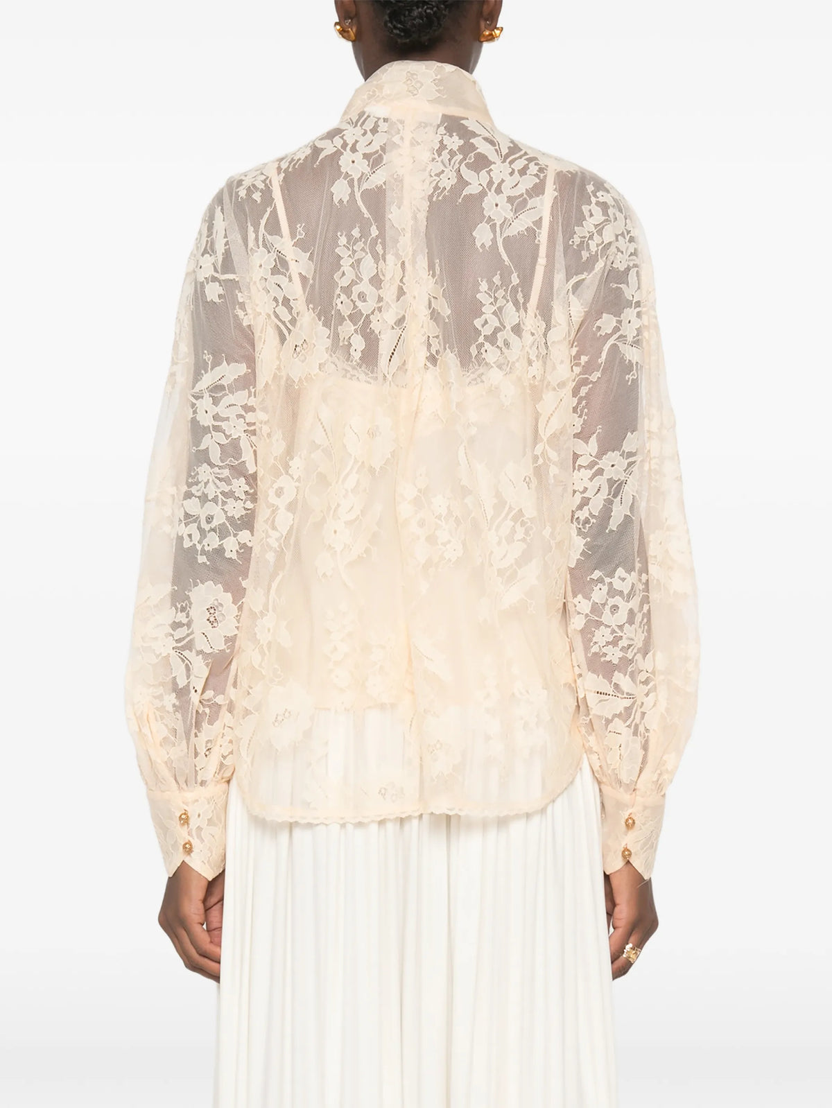 Valiant floral-lace pussy-bow shirt