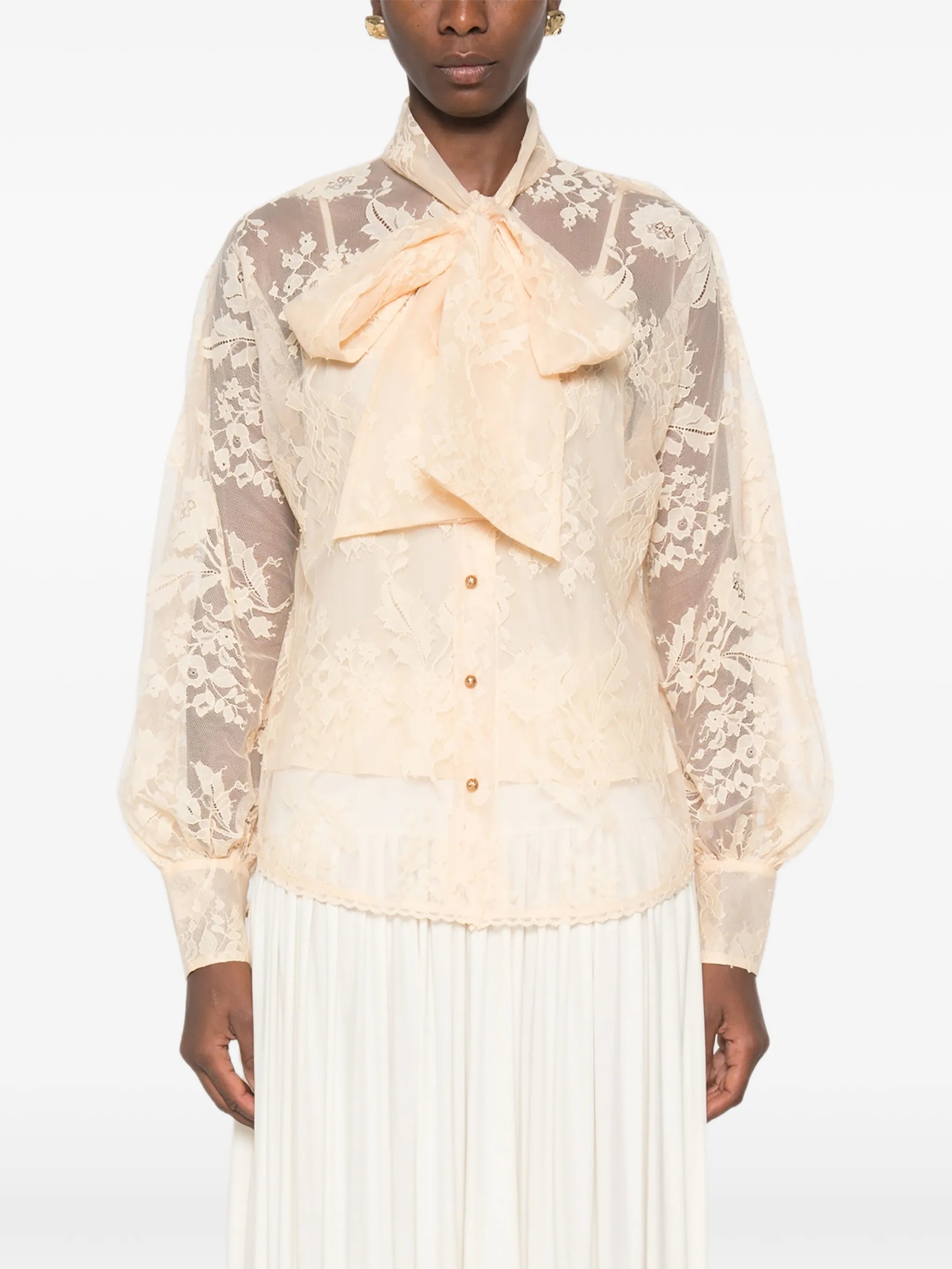 pussy-bow lace blouse