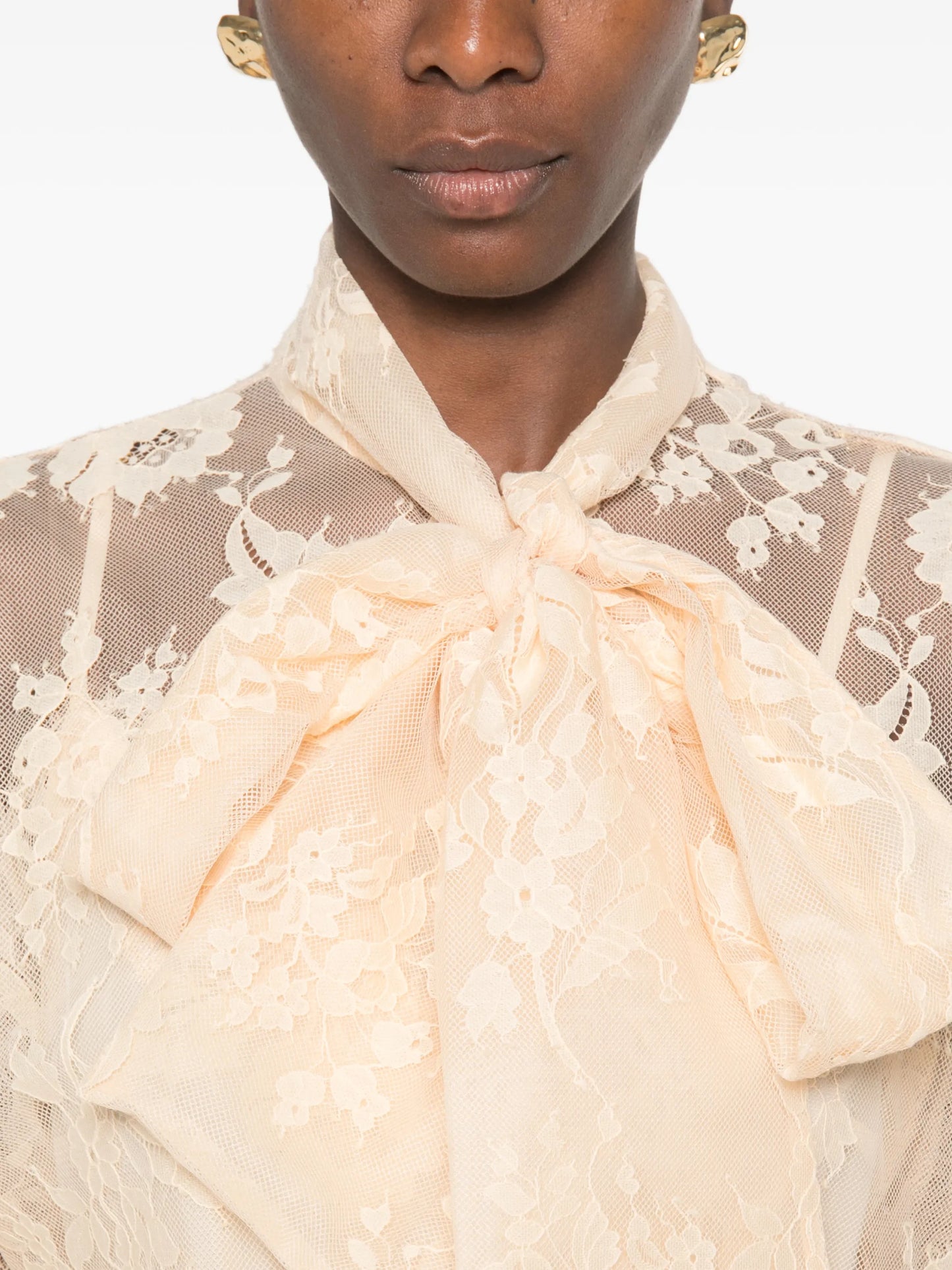 pussy-bow lace blouse