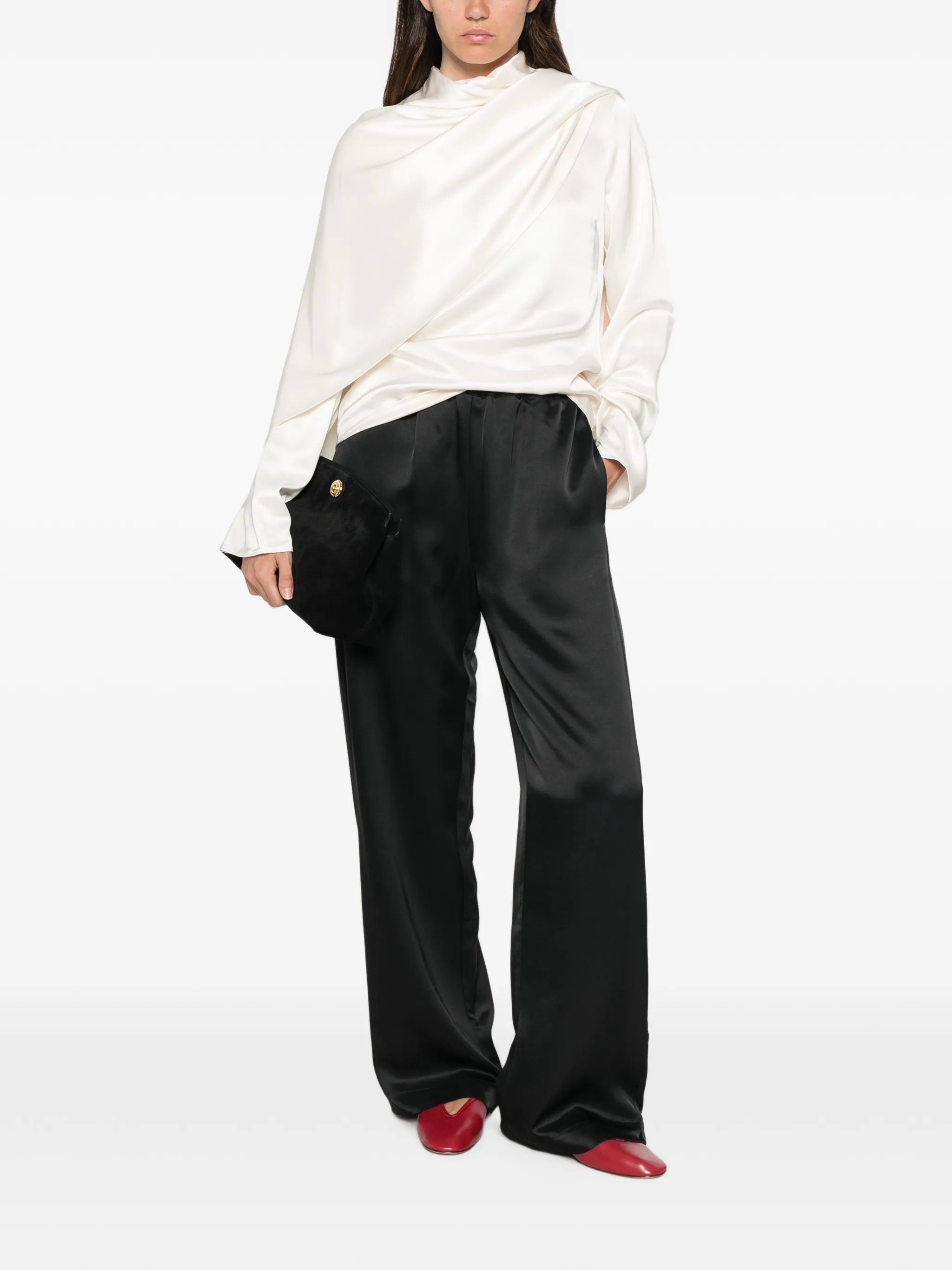 satin draped blouse