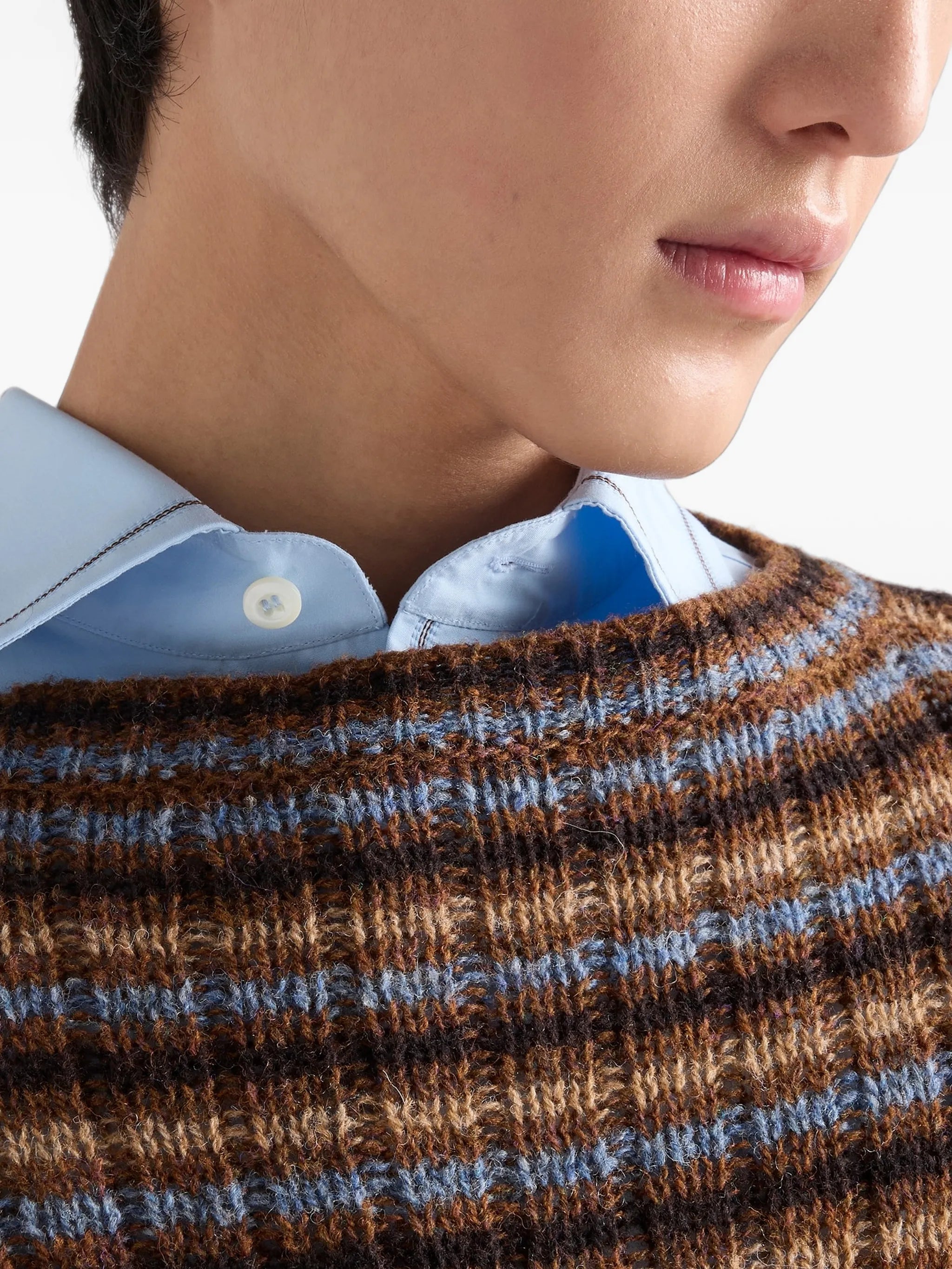 striped open-knit sweater