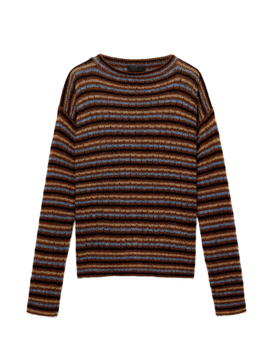 striped open-knit sweater
