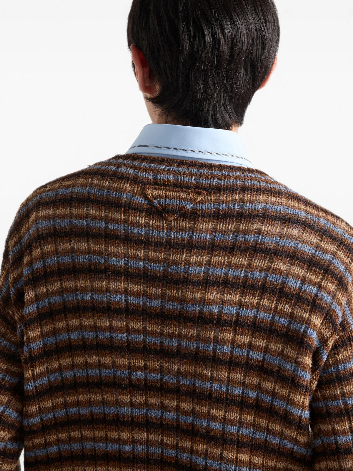 striped open-knit sweater