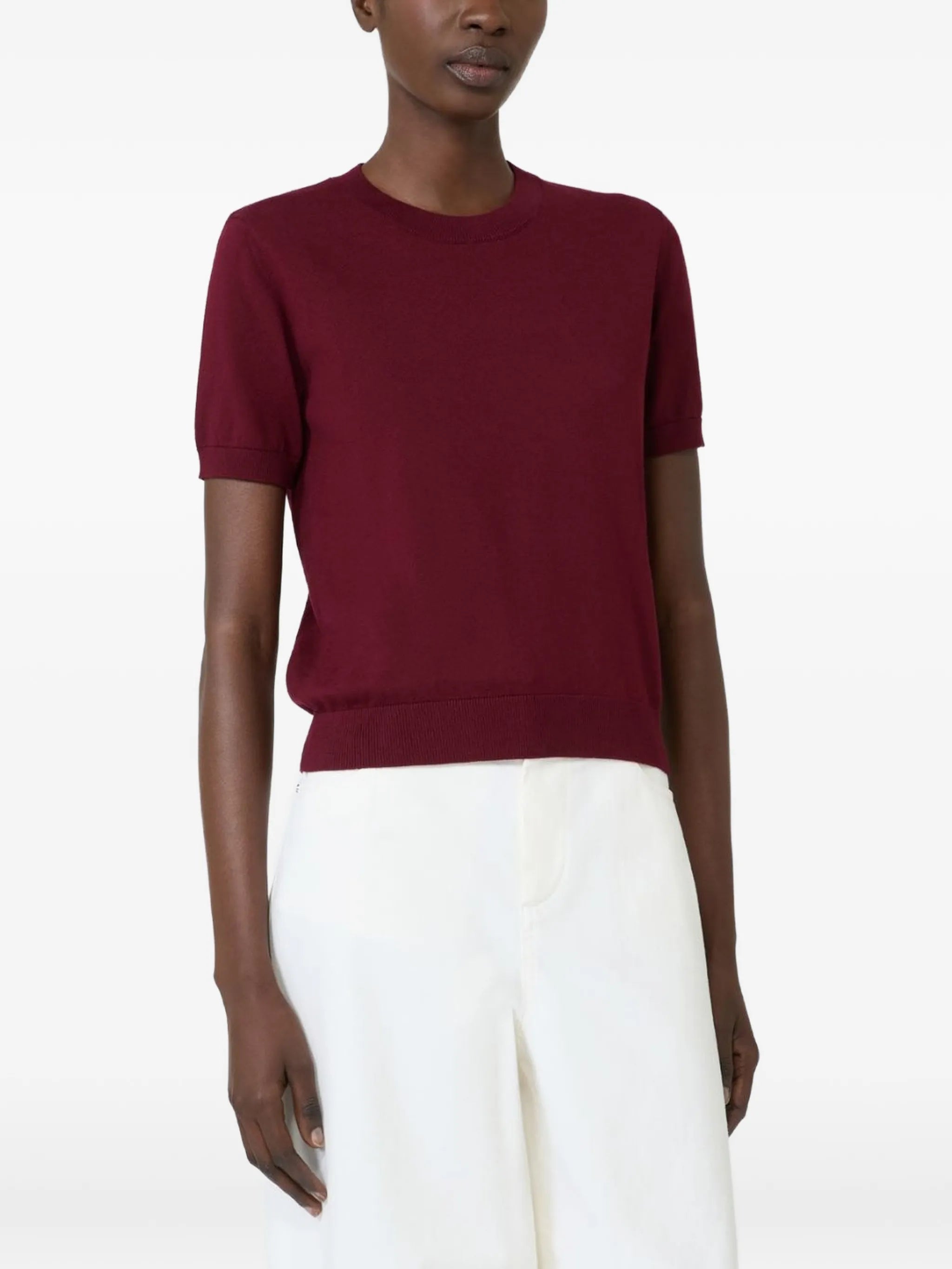 short-sleeve crew-neck sweater