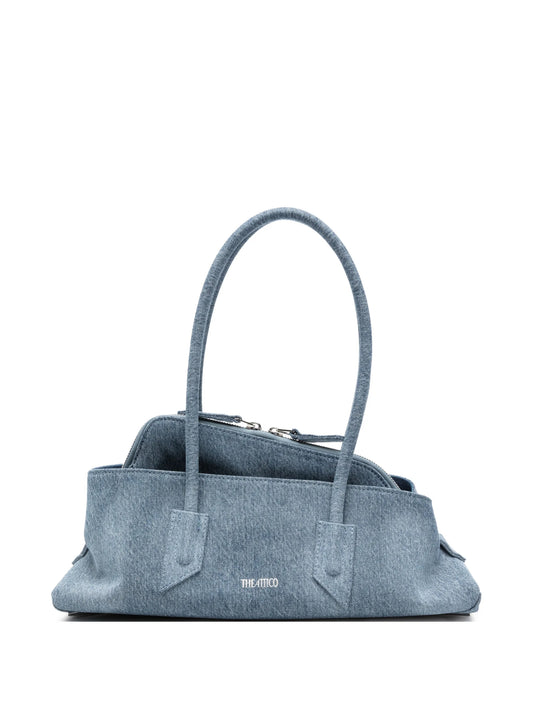 denim-effect shoulder bag