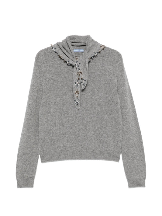 crystal-embellished cashmere sweater