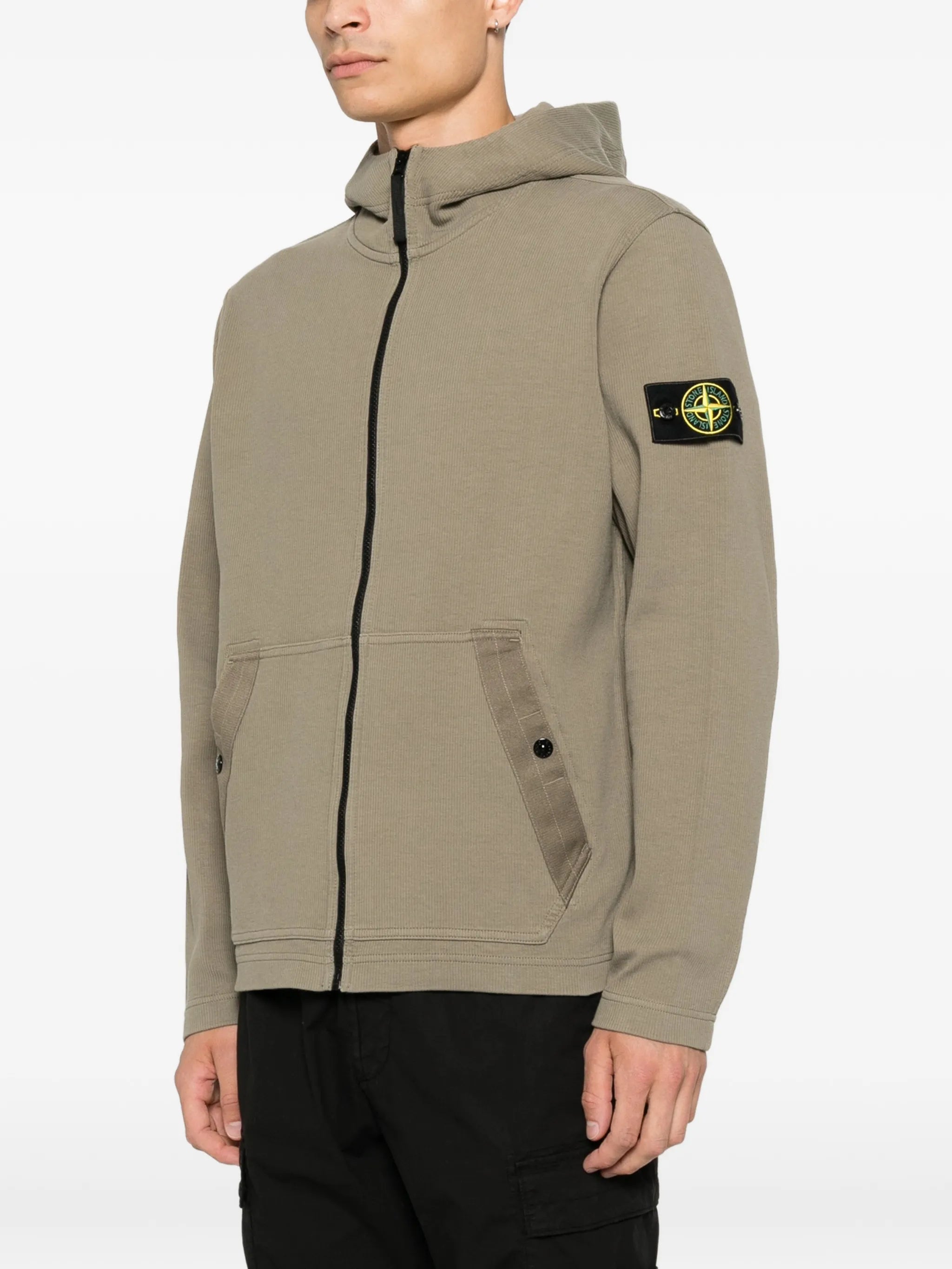 logo-patch zip-up hoodie