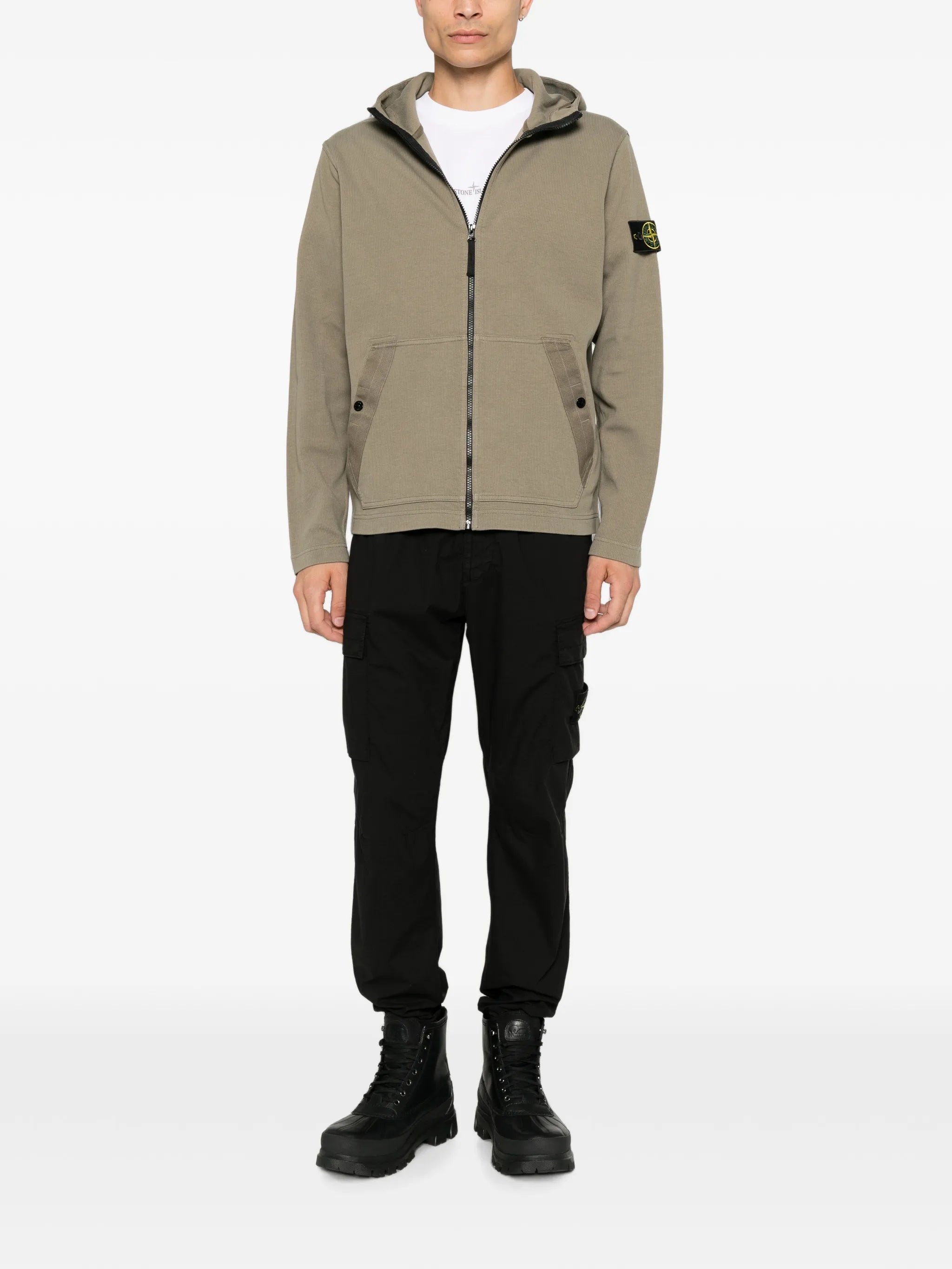 logo-patch zip-up hoodie