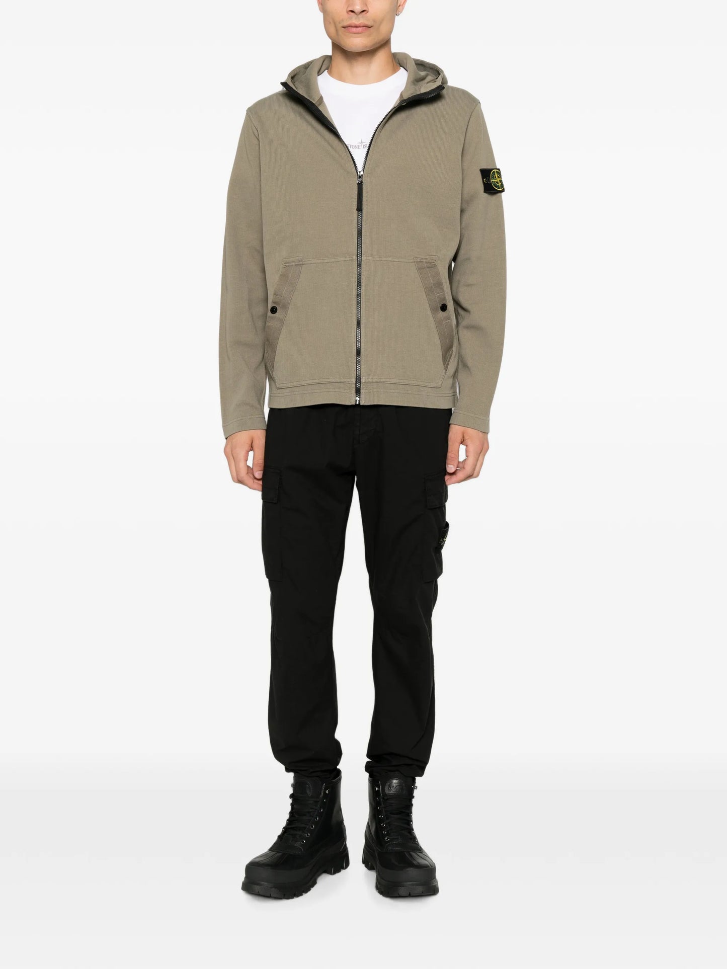logo-patch zip-up hoodie