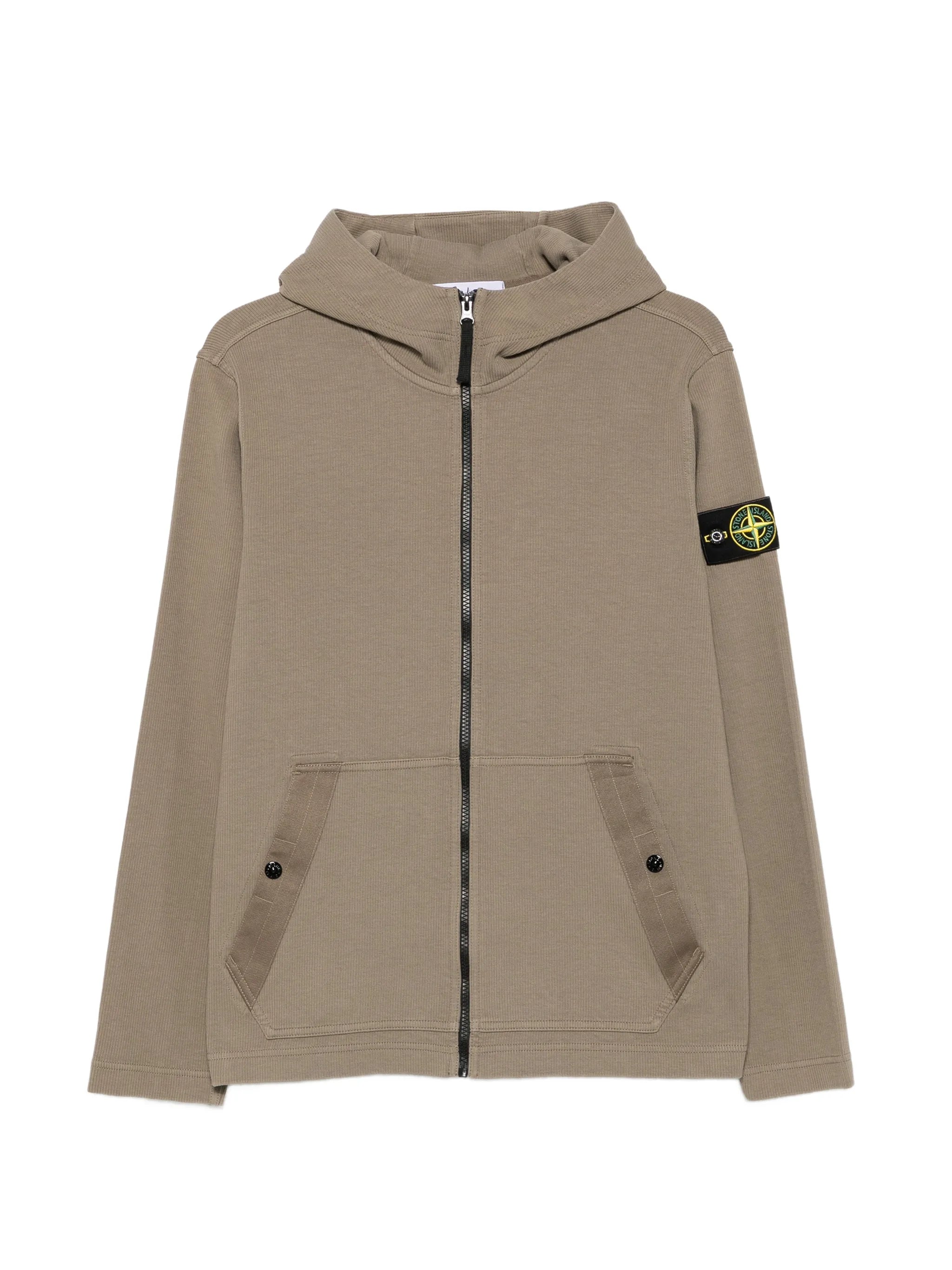 logo-patch zip-up hoodie