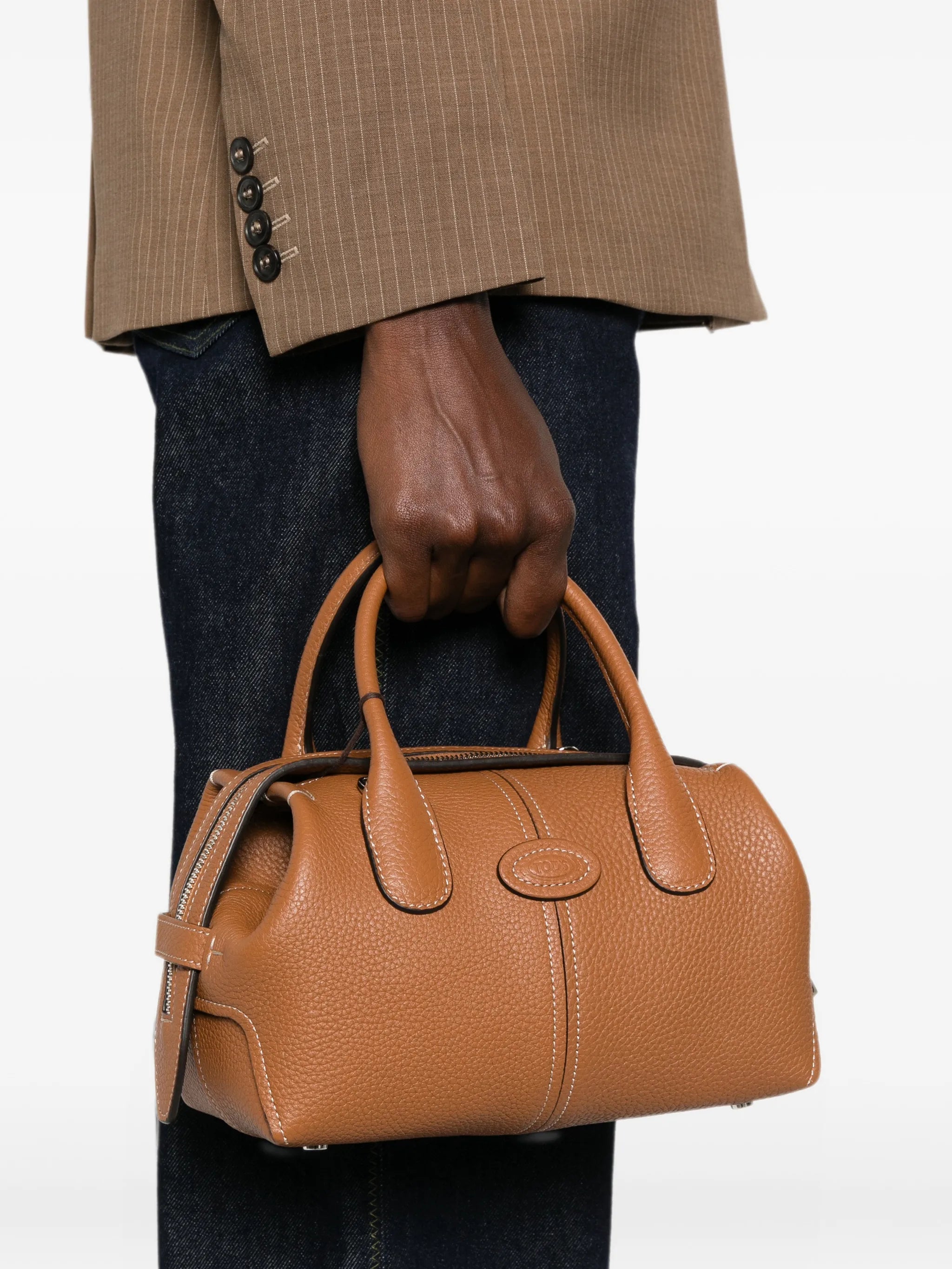 mini logo-patch pebbled tote bag