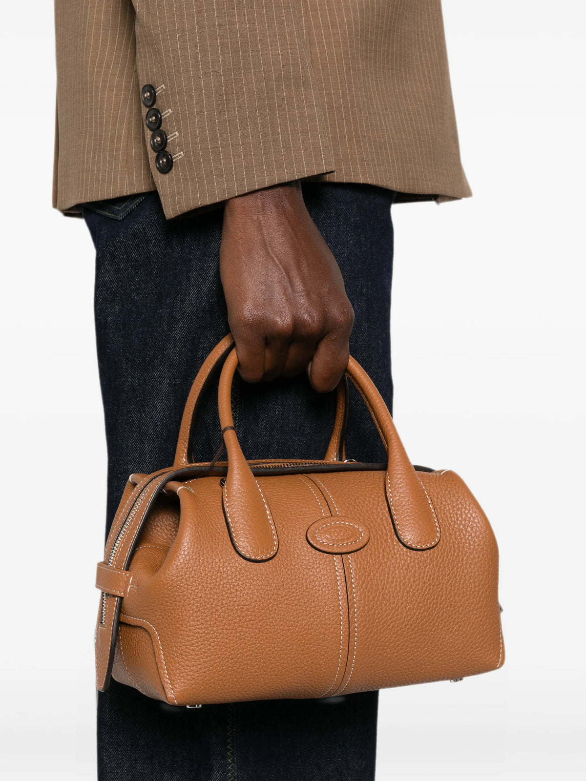 mini logo-patch pebbled tote bag