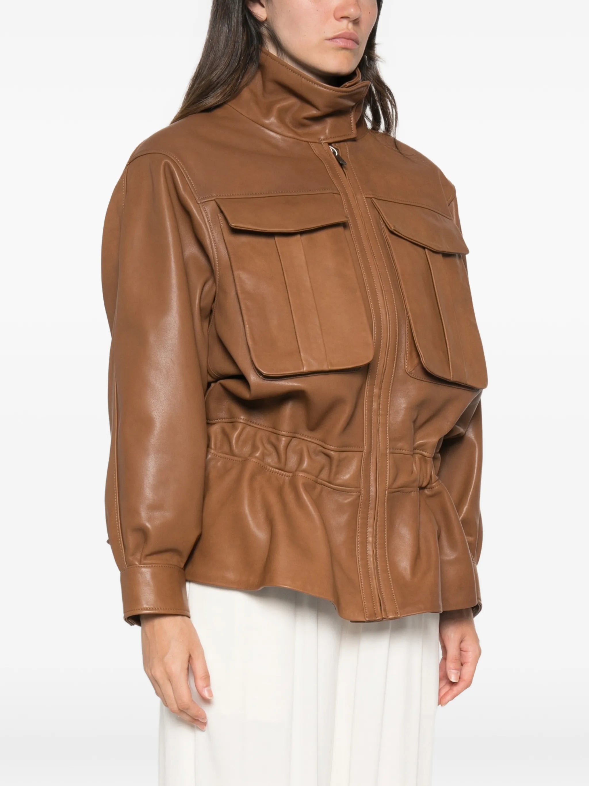 Hope high-neck leather jacket