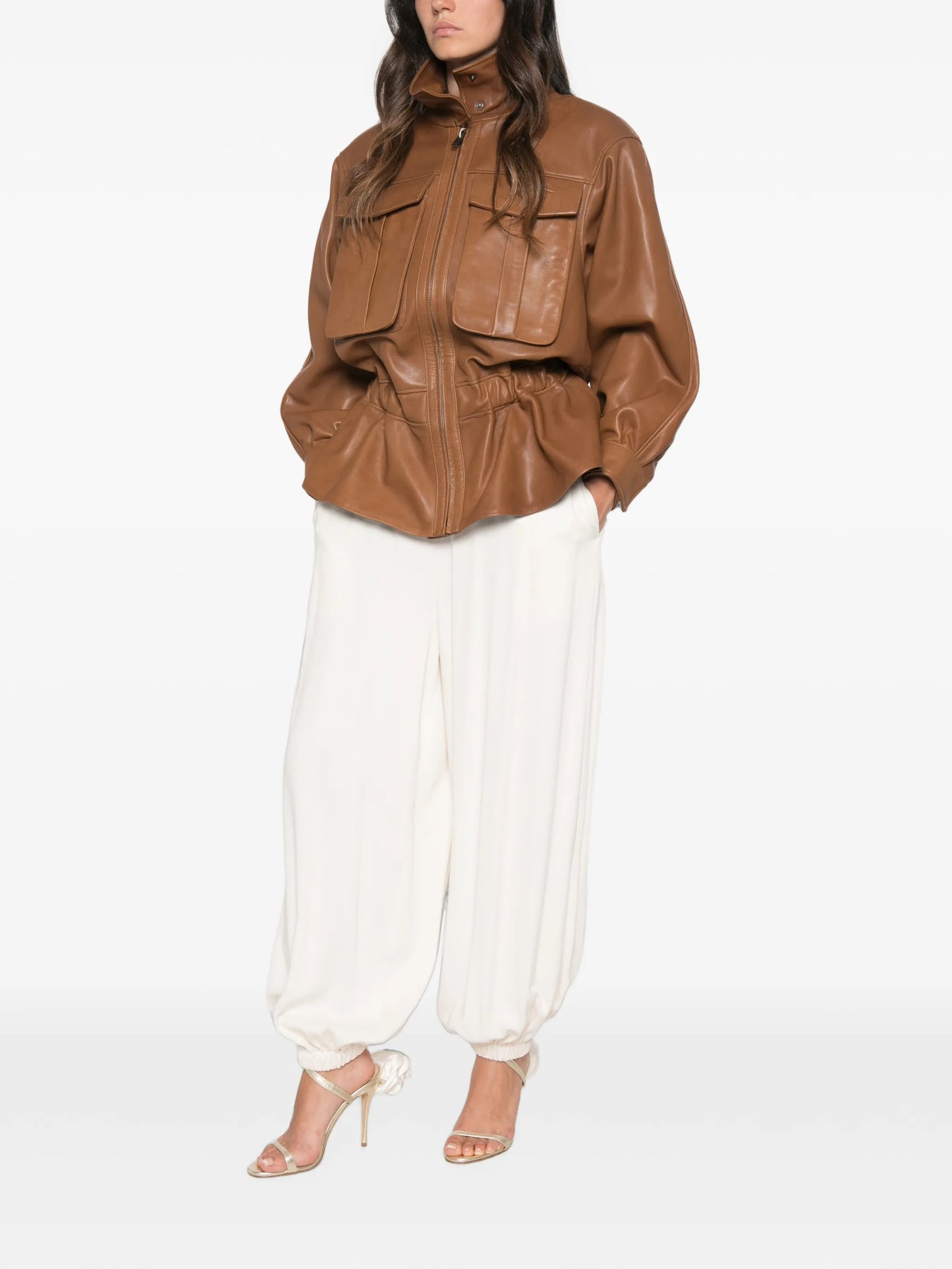 Hope high-neck leather jacket