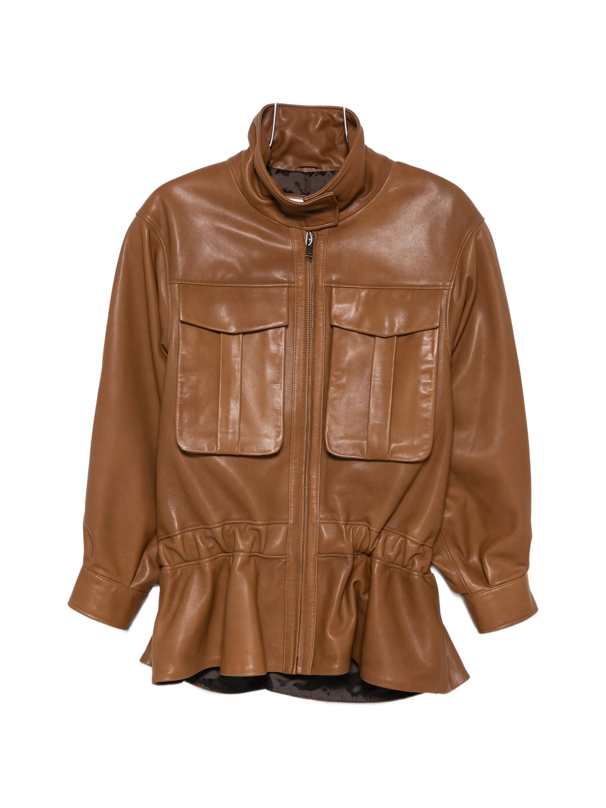 Hope high-neck leather jacket