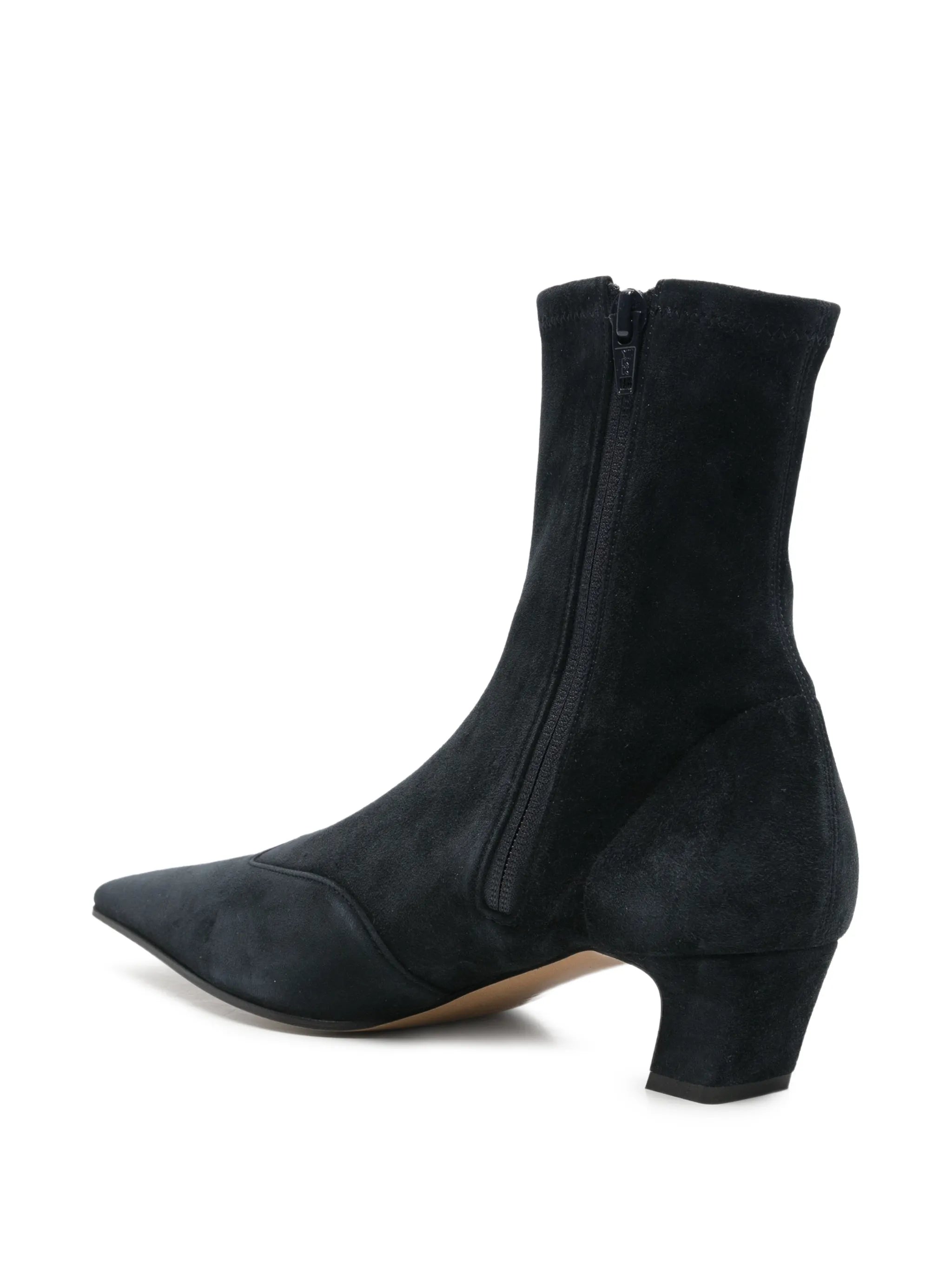 square-toe suede ankle boots