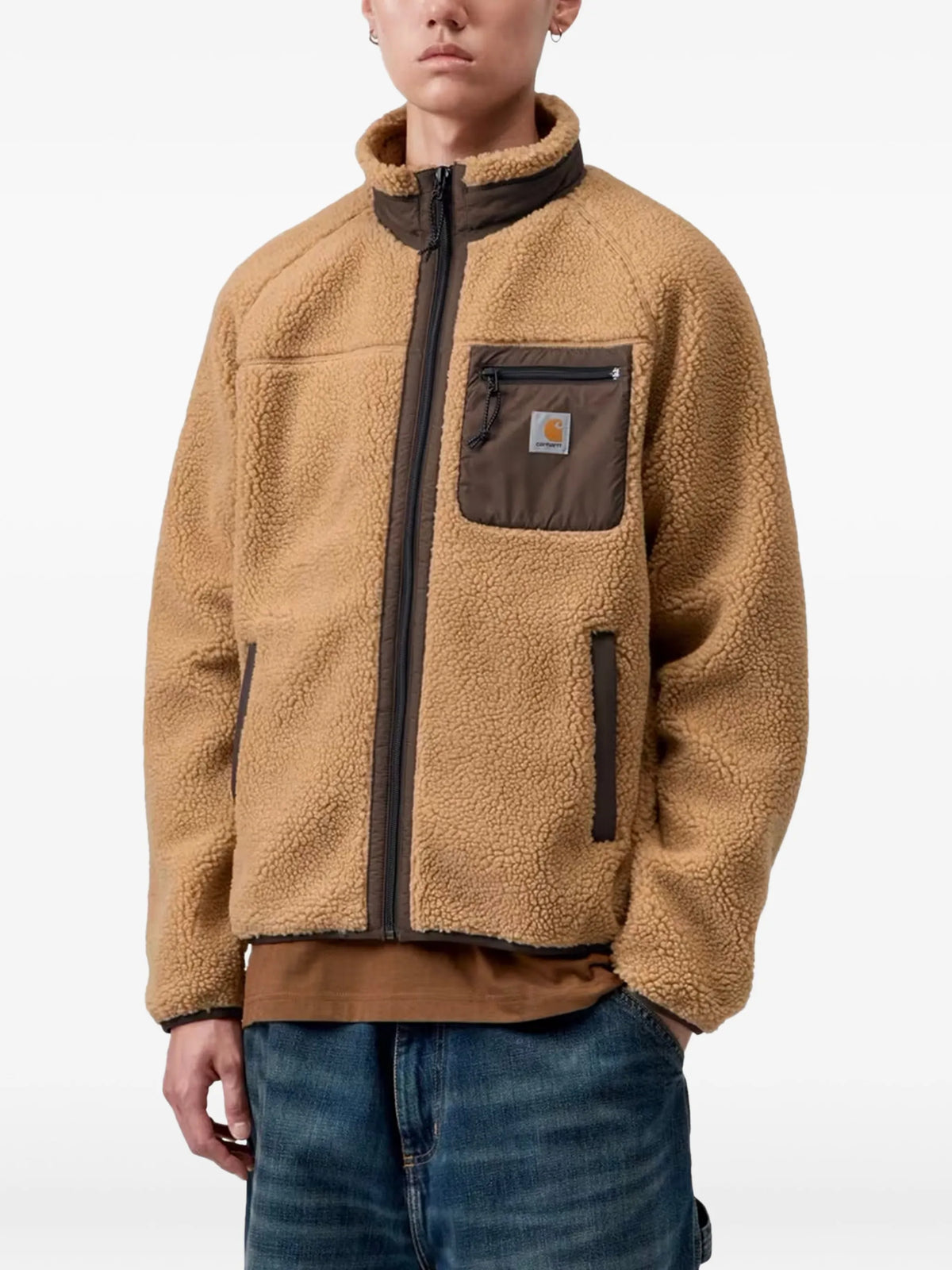 Prentis Liner fleece-texture logo-patch jacket