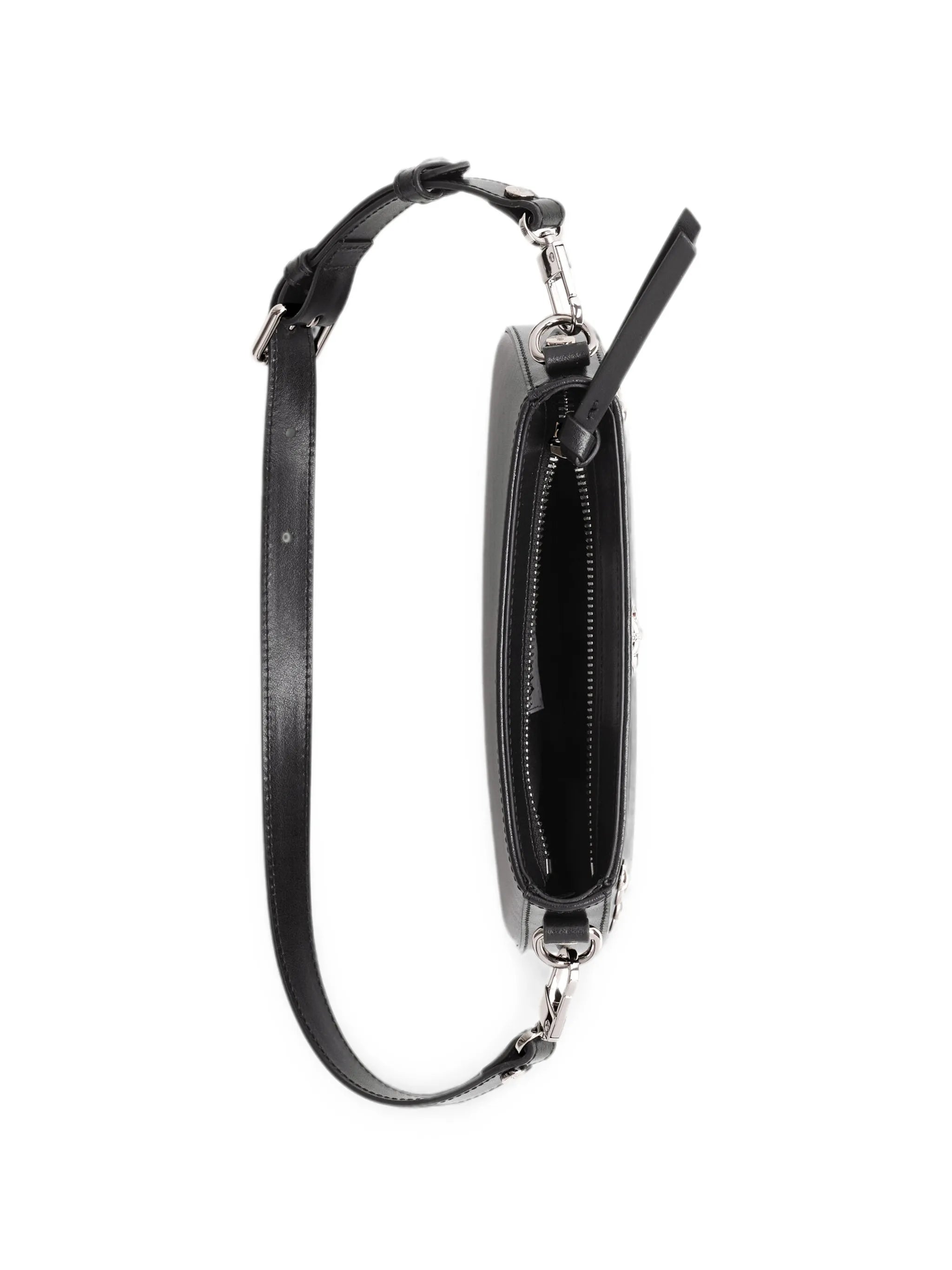 Orb-plaque stud-embellished shoulder bag
