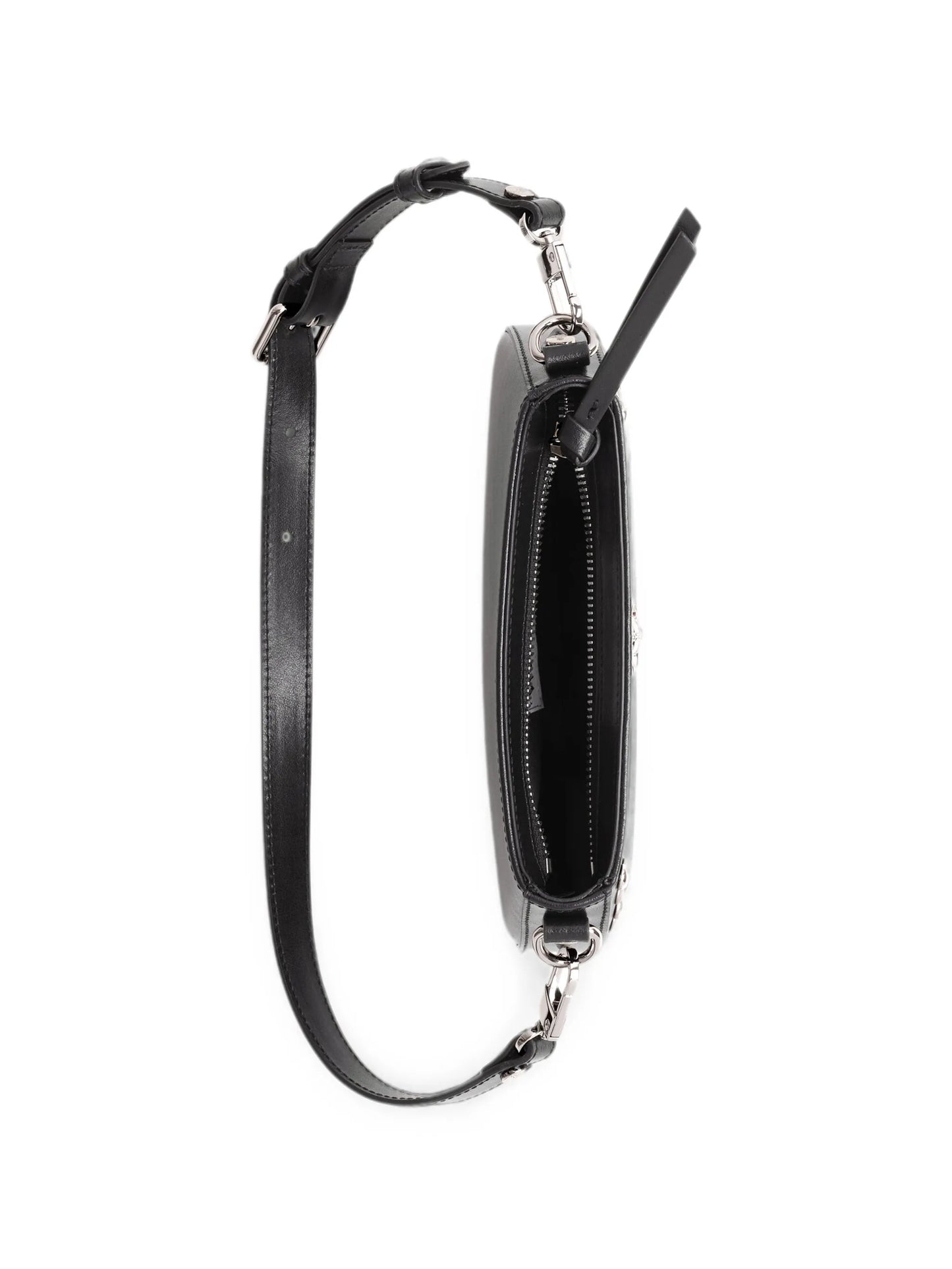 Orb-plaque stud-embellished shoulder bag