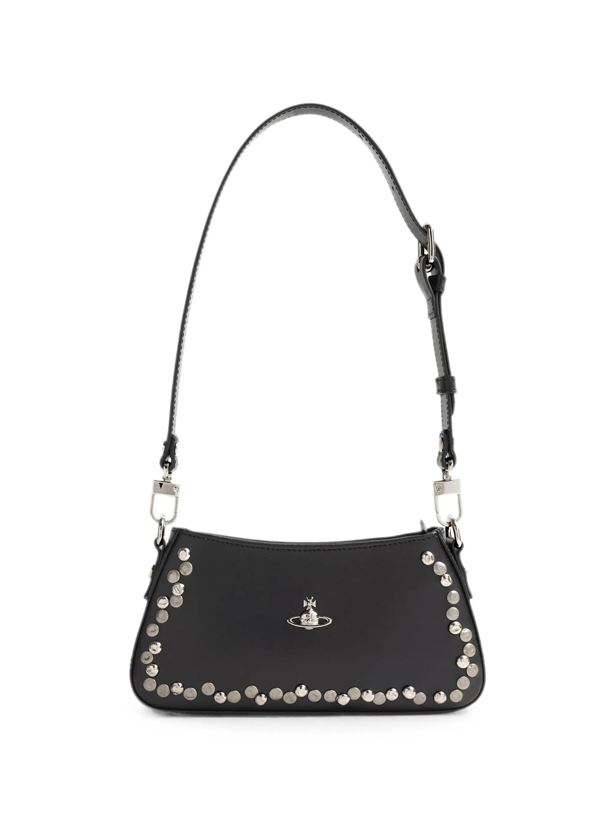 Orb-plaque stud-embellished shoulder bag