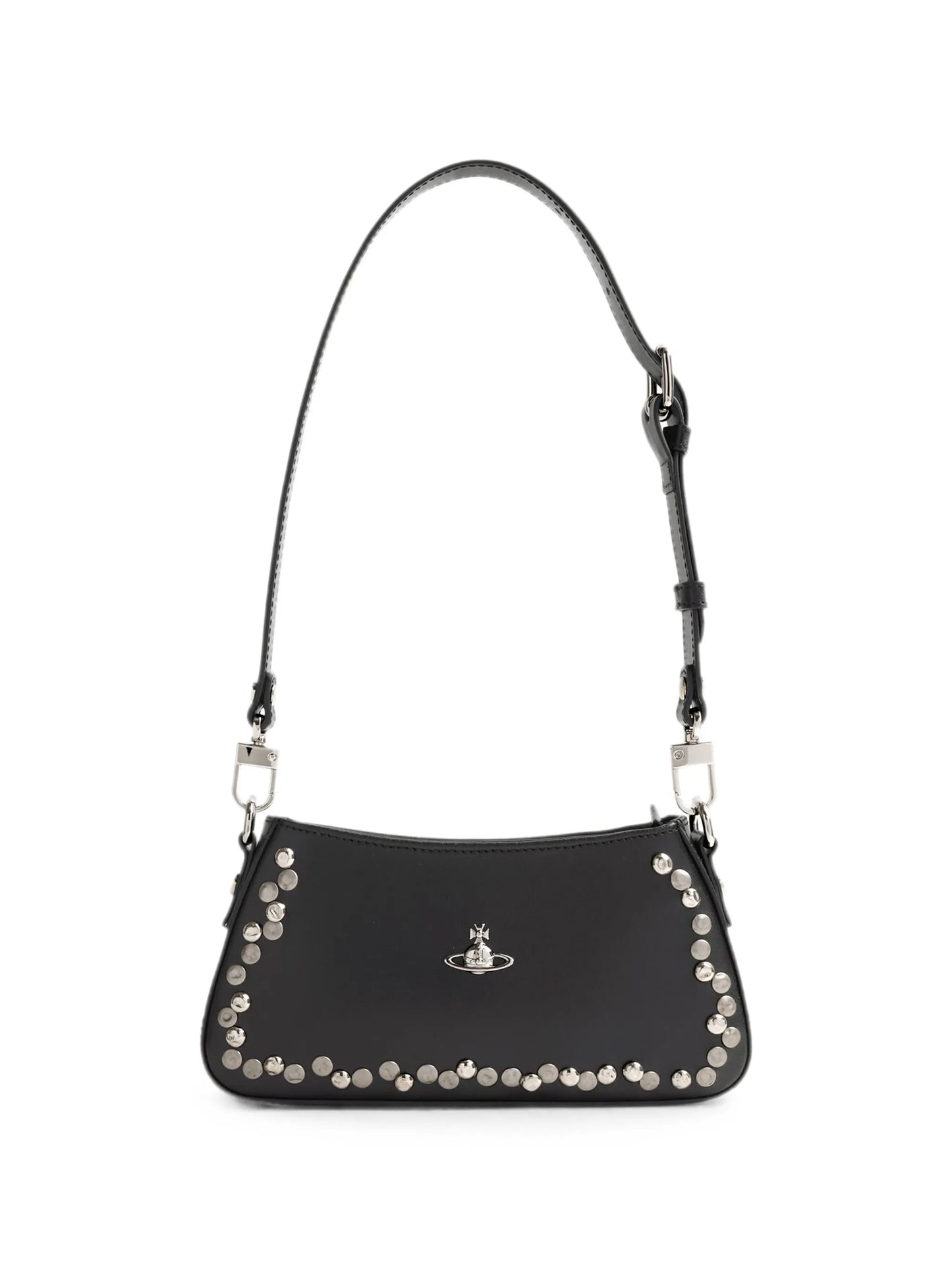 Orb-plaque stud-embellished shoulder bag