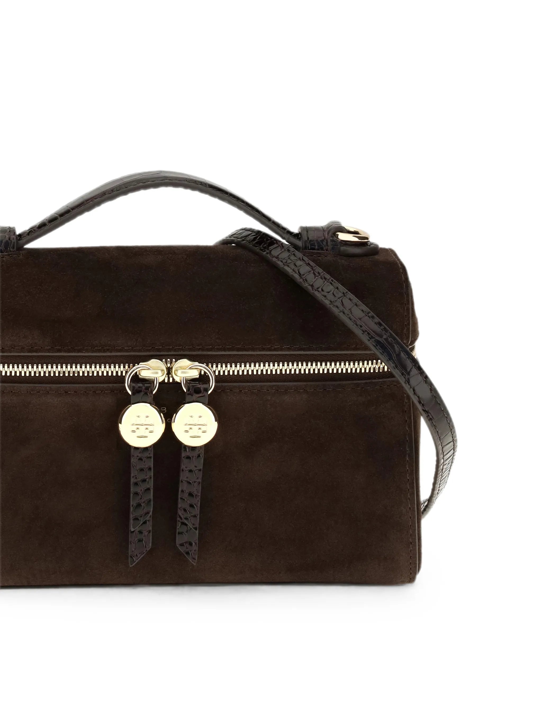 Romy logo-plaque suede tote bag