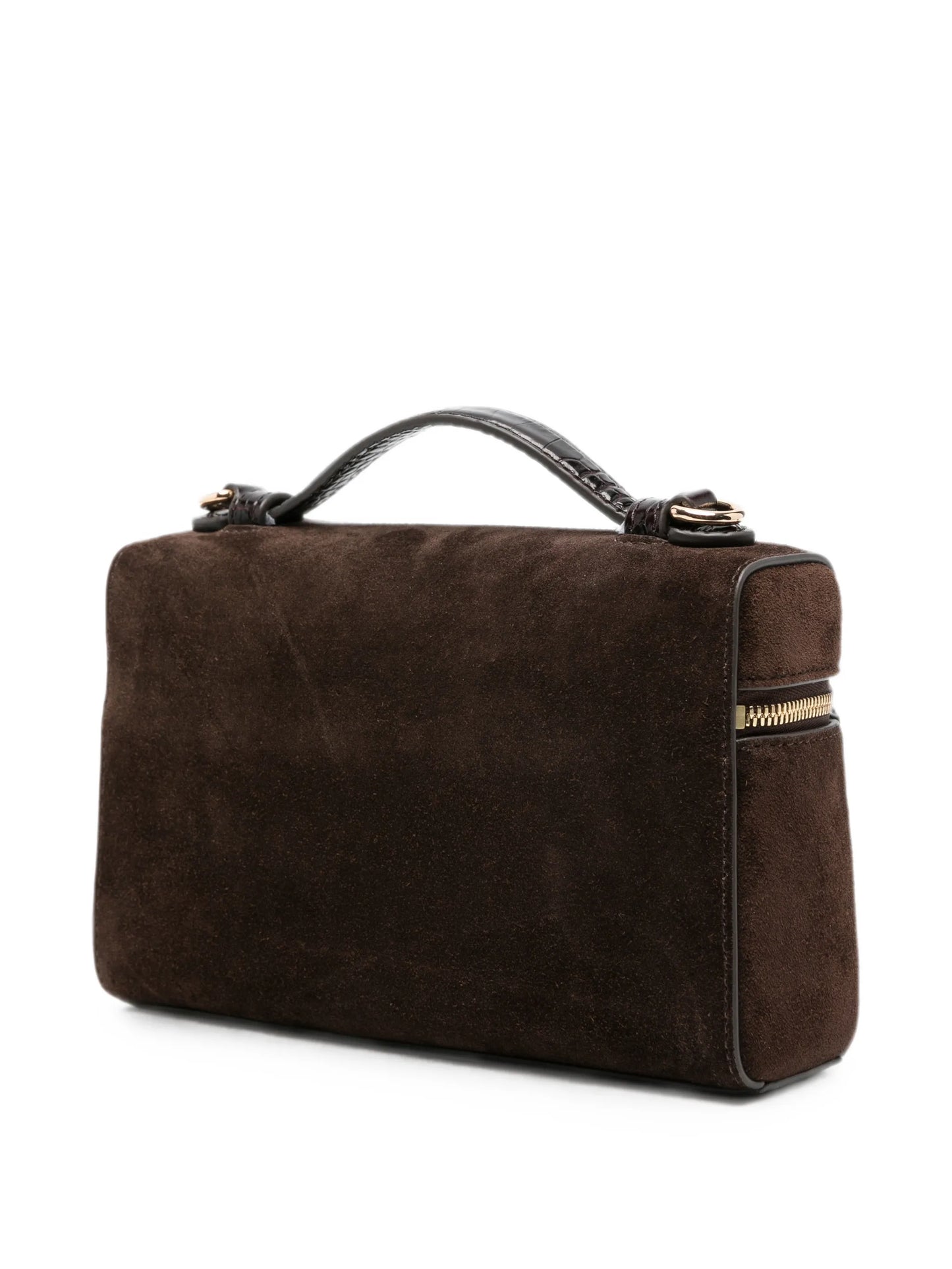 Romy logo-plaque suede tote bag