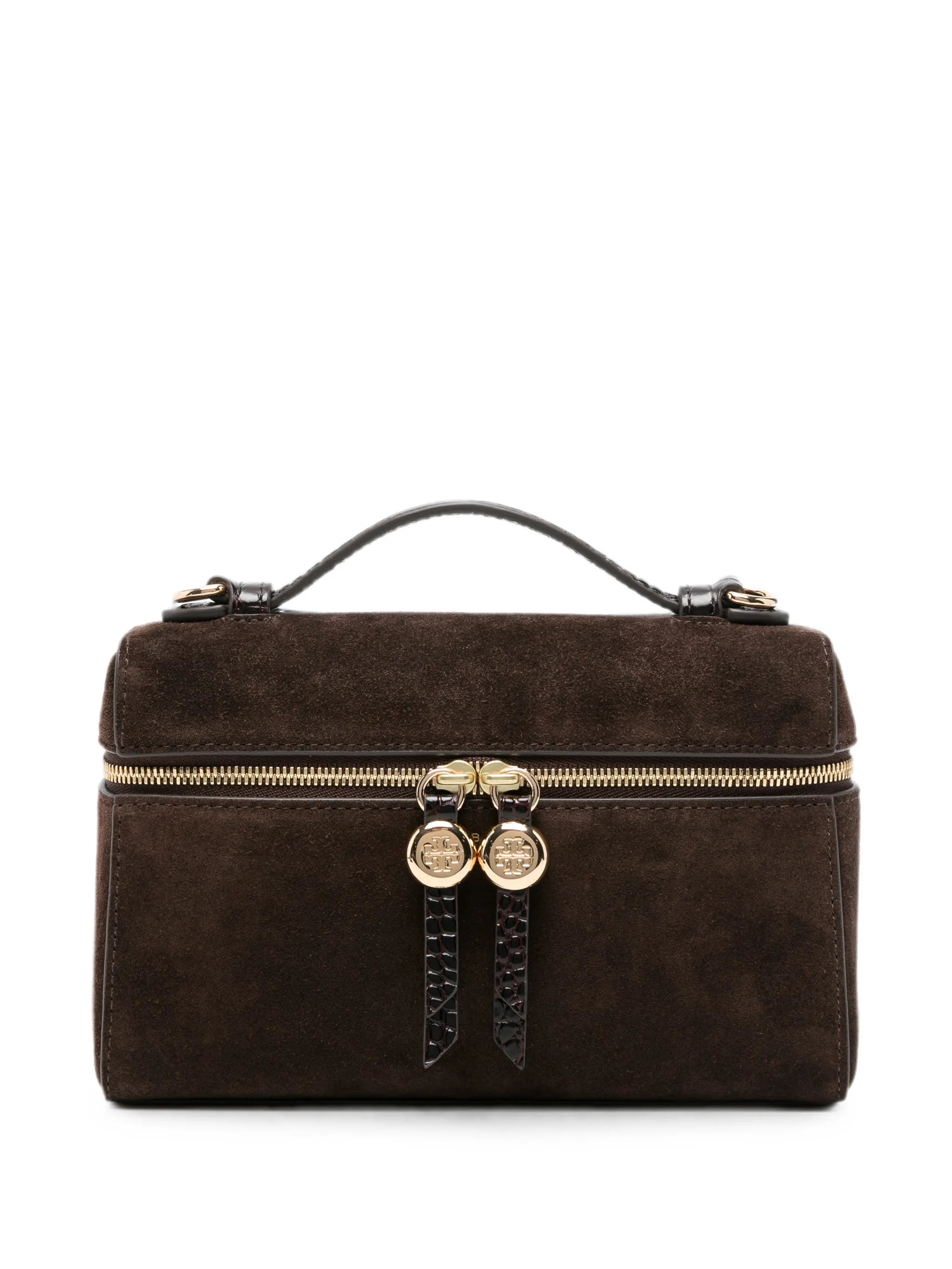 Romy logo-plaque suede tote bag