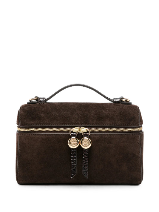 Romy logo-plaque suede tote bag