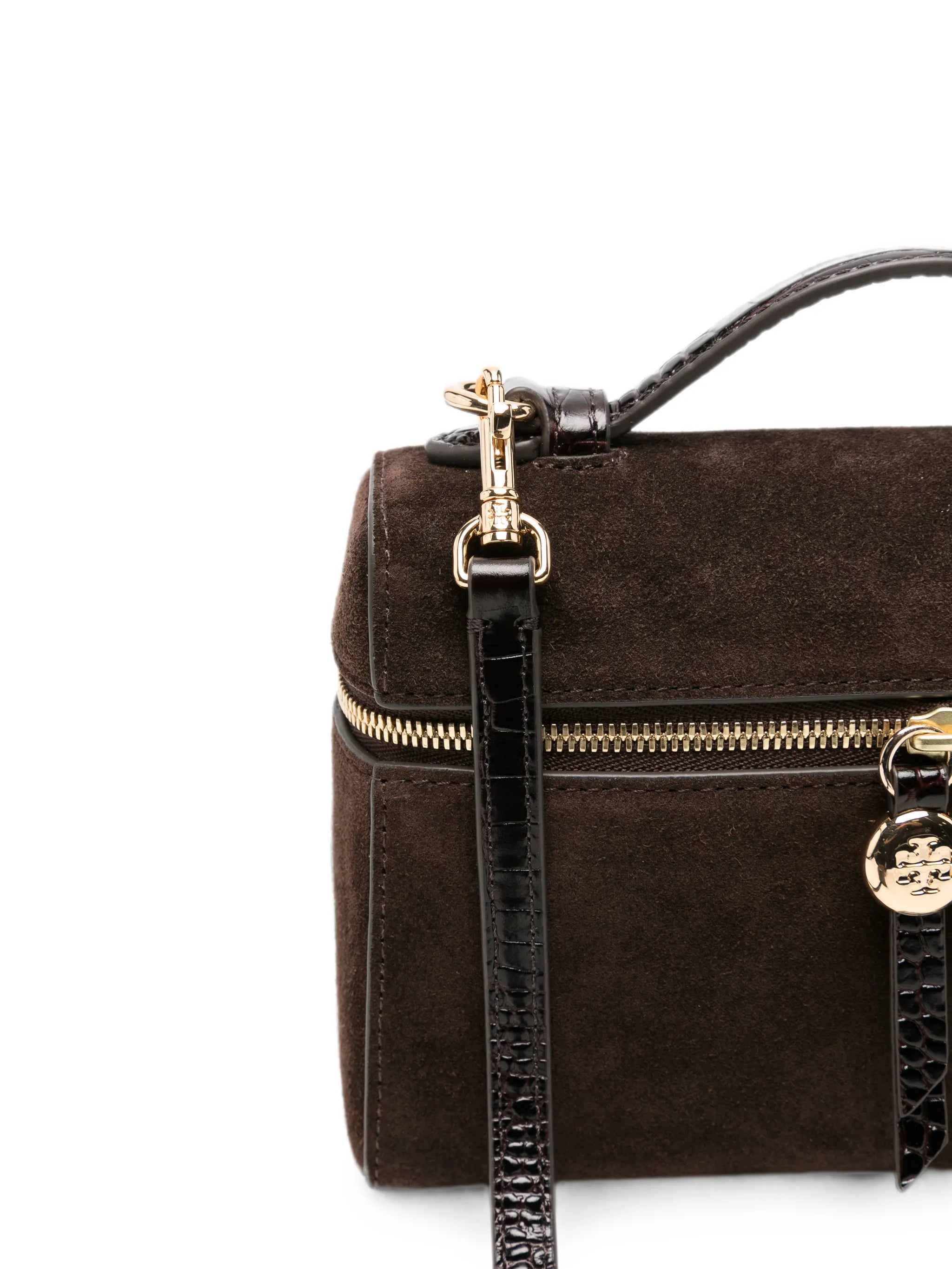 Romy logo-plaque suede tote bag