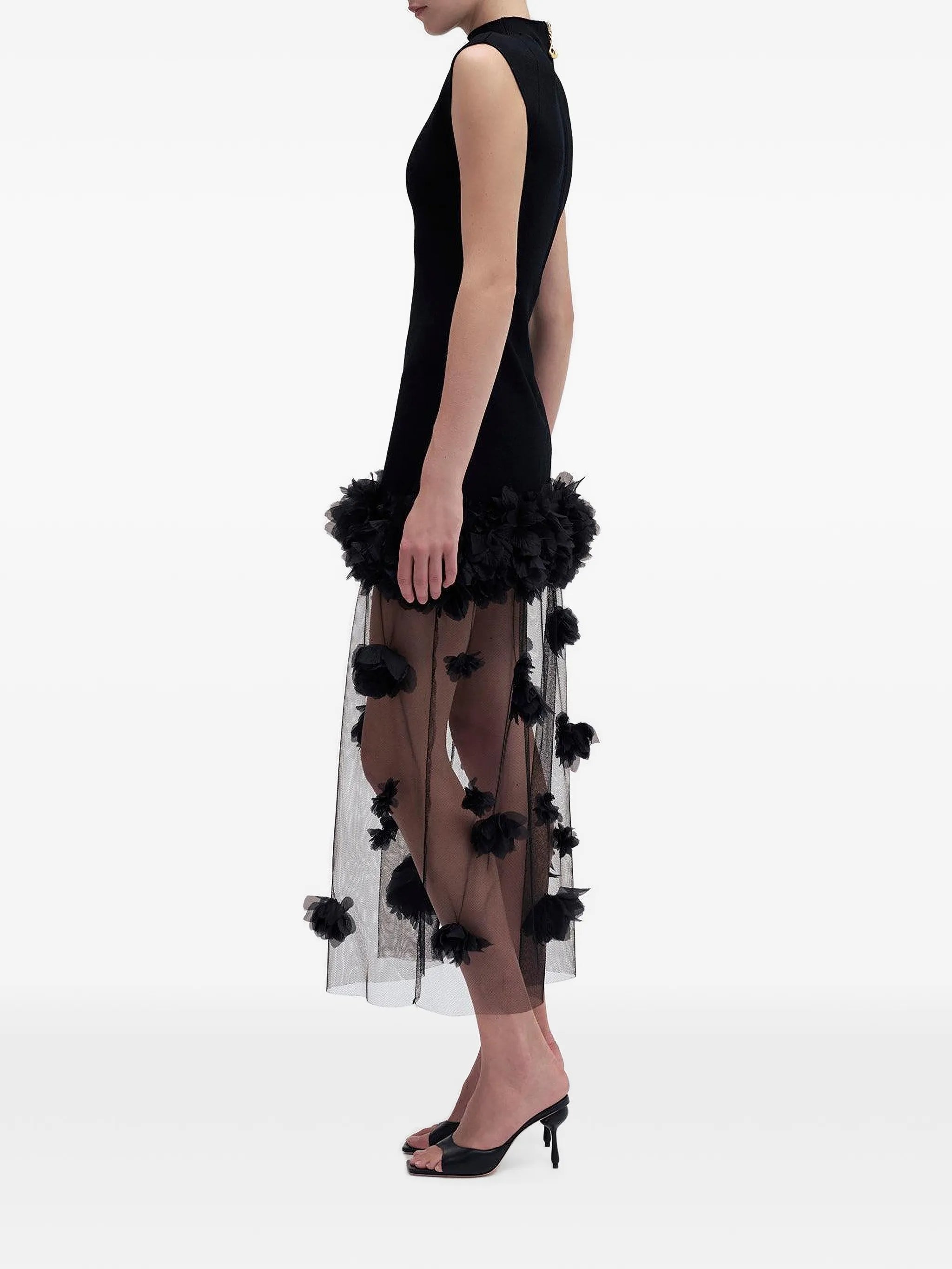 Fleura floral-appliqué midi dress