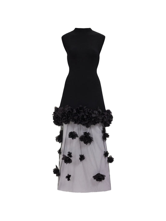 Fleura floral-appliqué midi dress