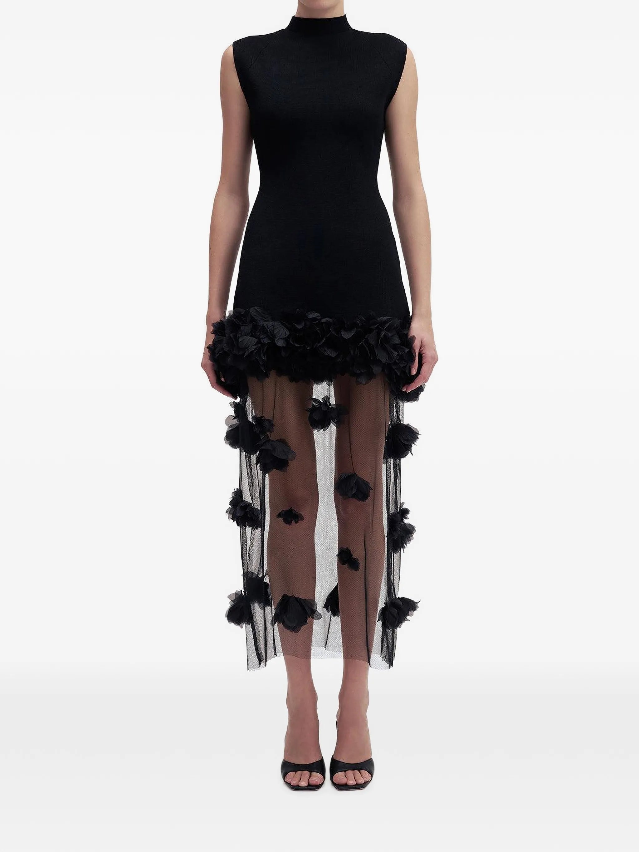 Fleura floral-appliqué midi dress