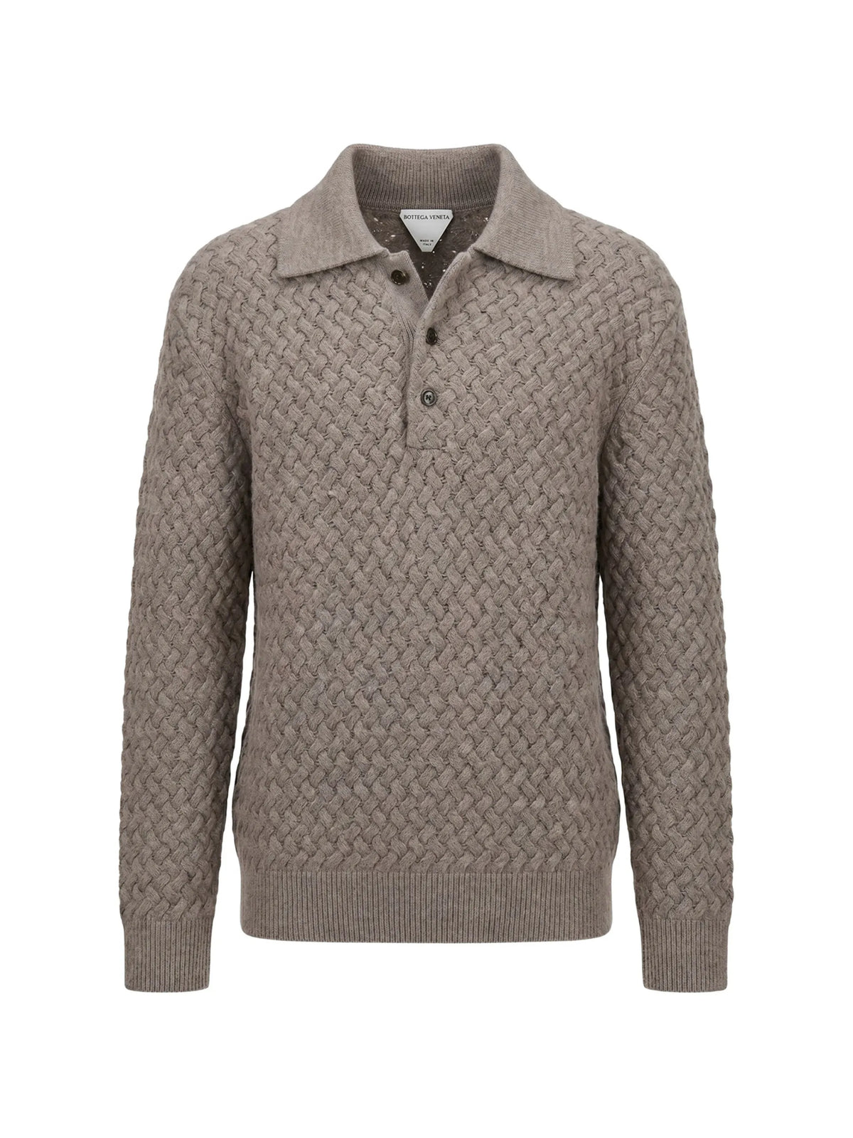 basket-weave wool polo shirt