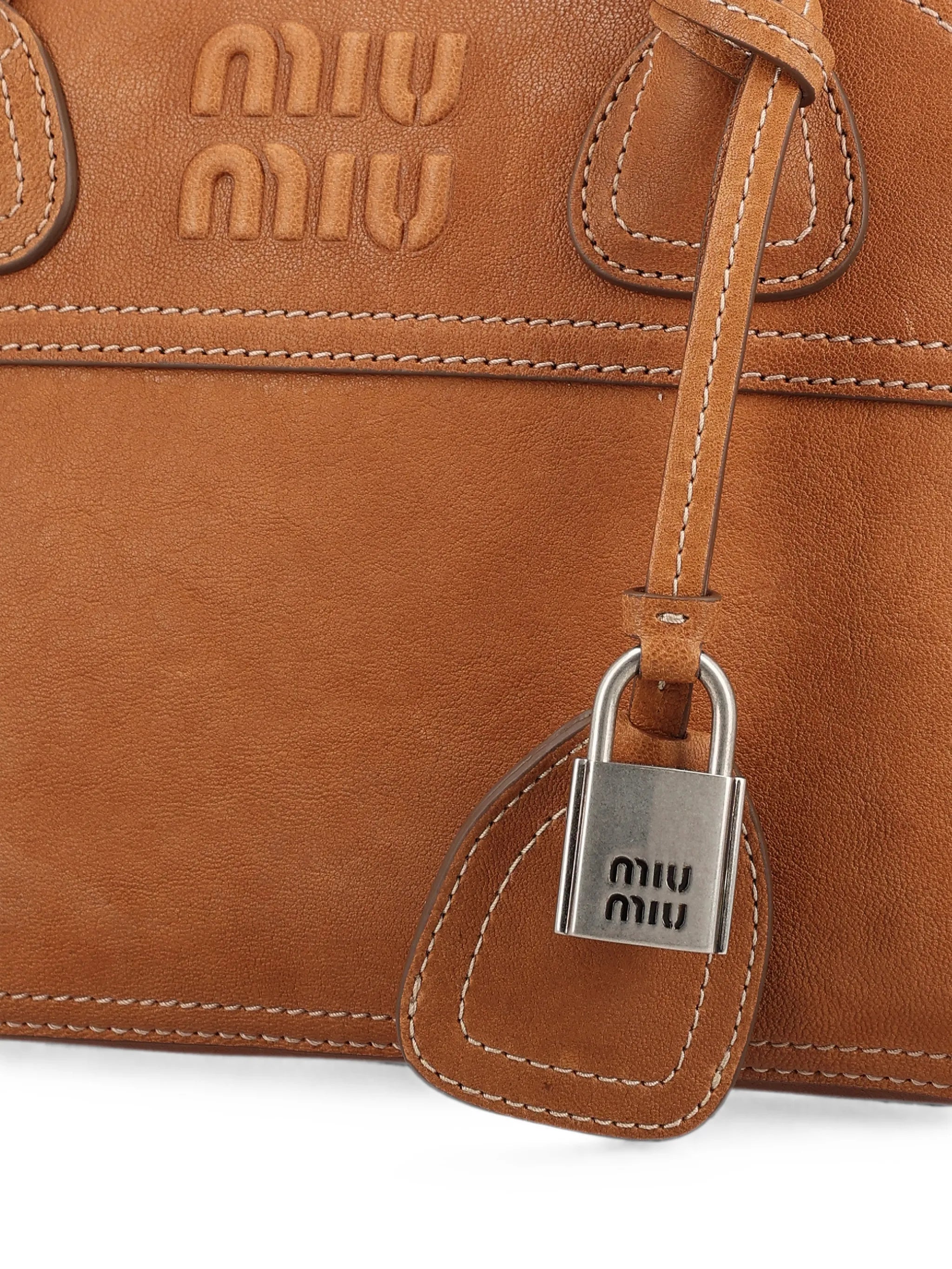 logo-embossed padlock-detail shoulder bag