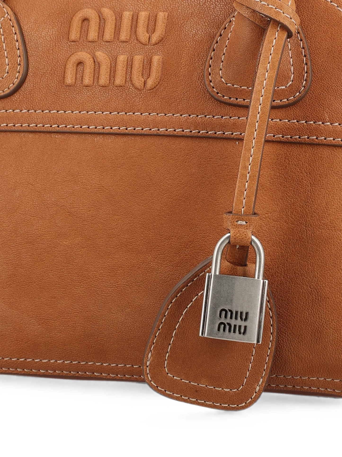 logo-embossed padlock-detail shoulder bag