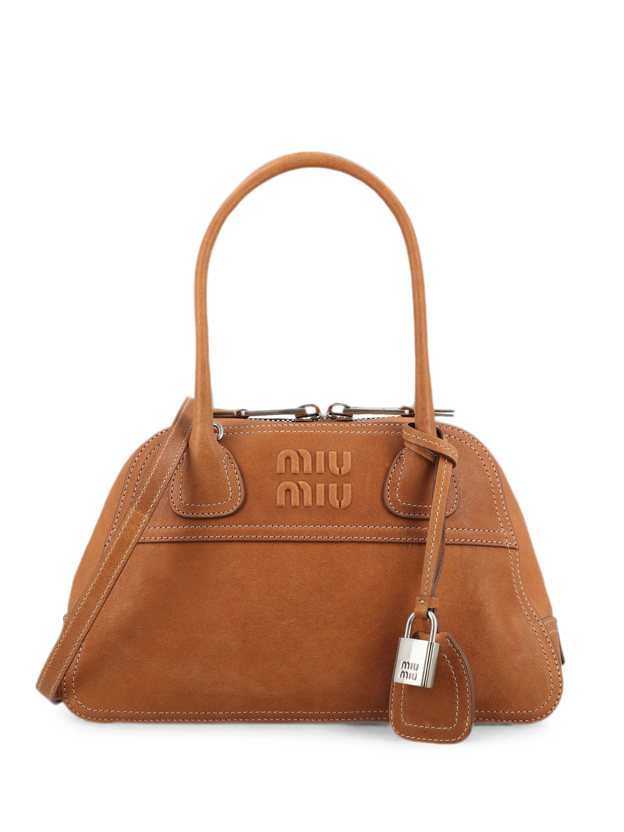 logo-embossed padlock-detail shoulder bag