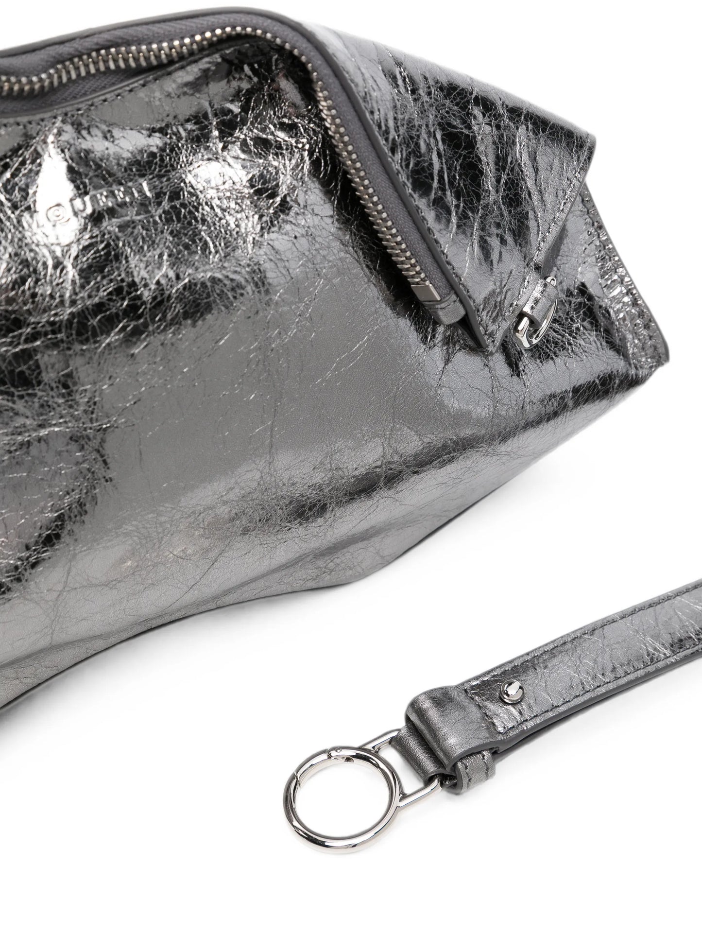 Manta metallic-leather clutch bag