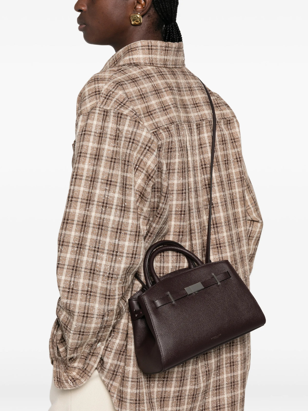 Hudson grained leather top-handle mini bag