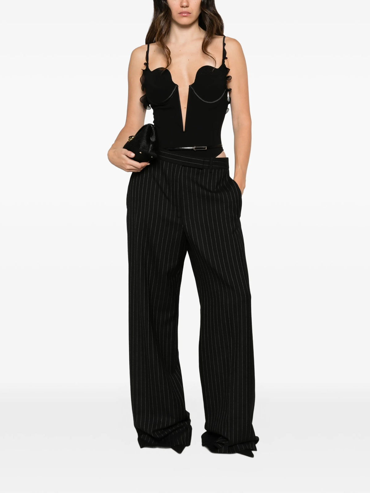 pinstripe-pattern trousers